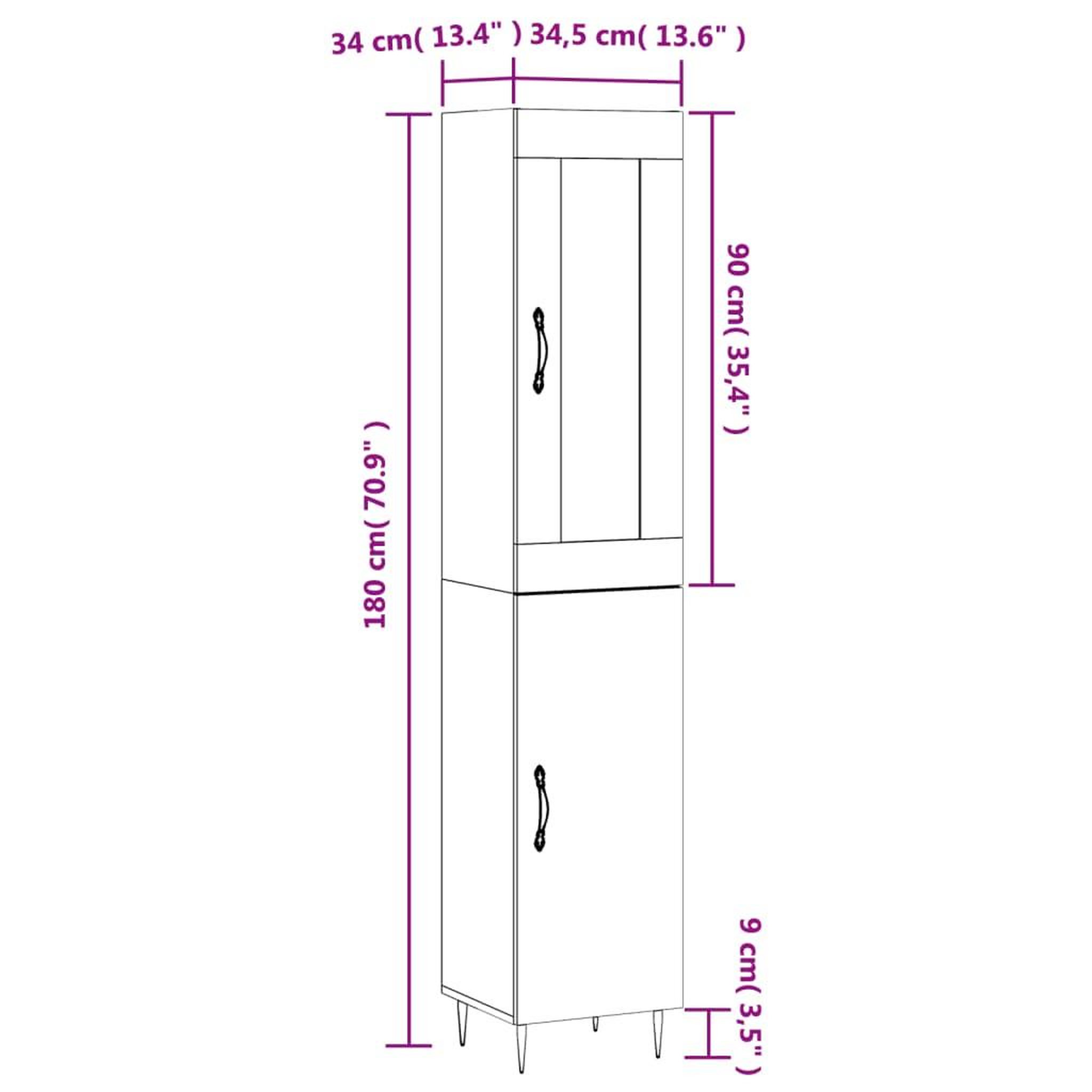 Voir la diapositive 6 : VIDAXL Buffet haut Gris beton 34,5x34x180 cm Bois d'ingenierie