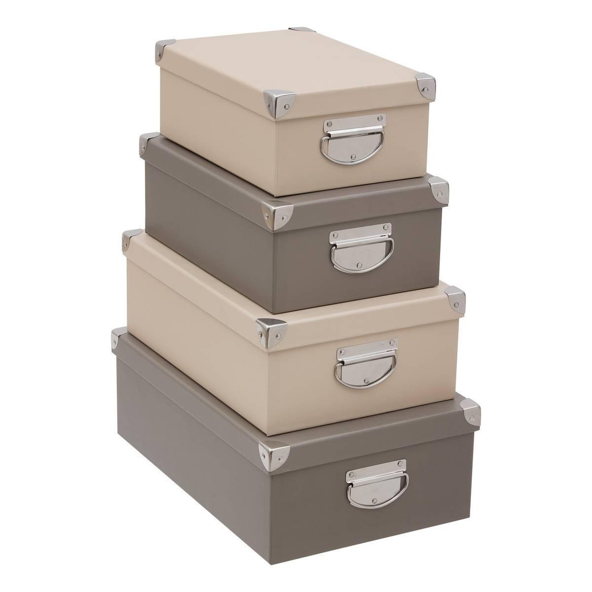 FIVE Lot de 4 boîtes de rangement  box'  40cm beige & taupe
