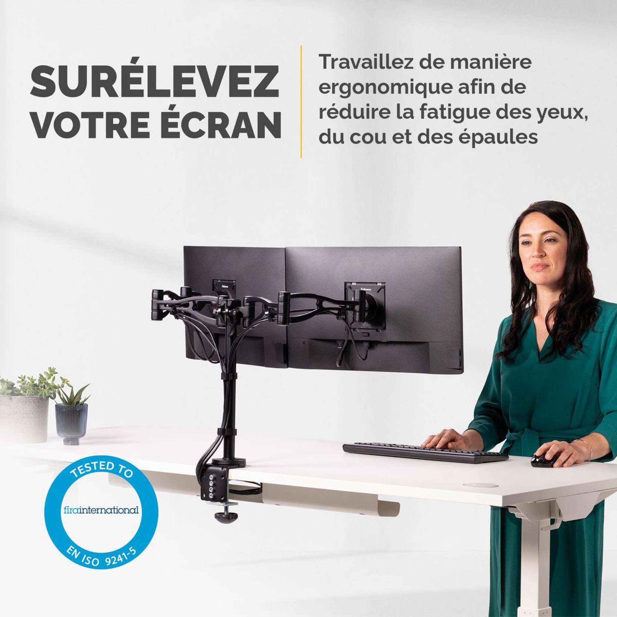 Voir la diapositive 4 : Fellowes Support écran pc support double professionnal série
