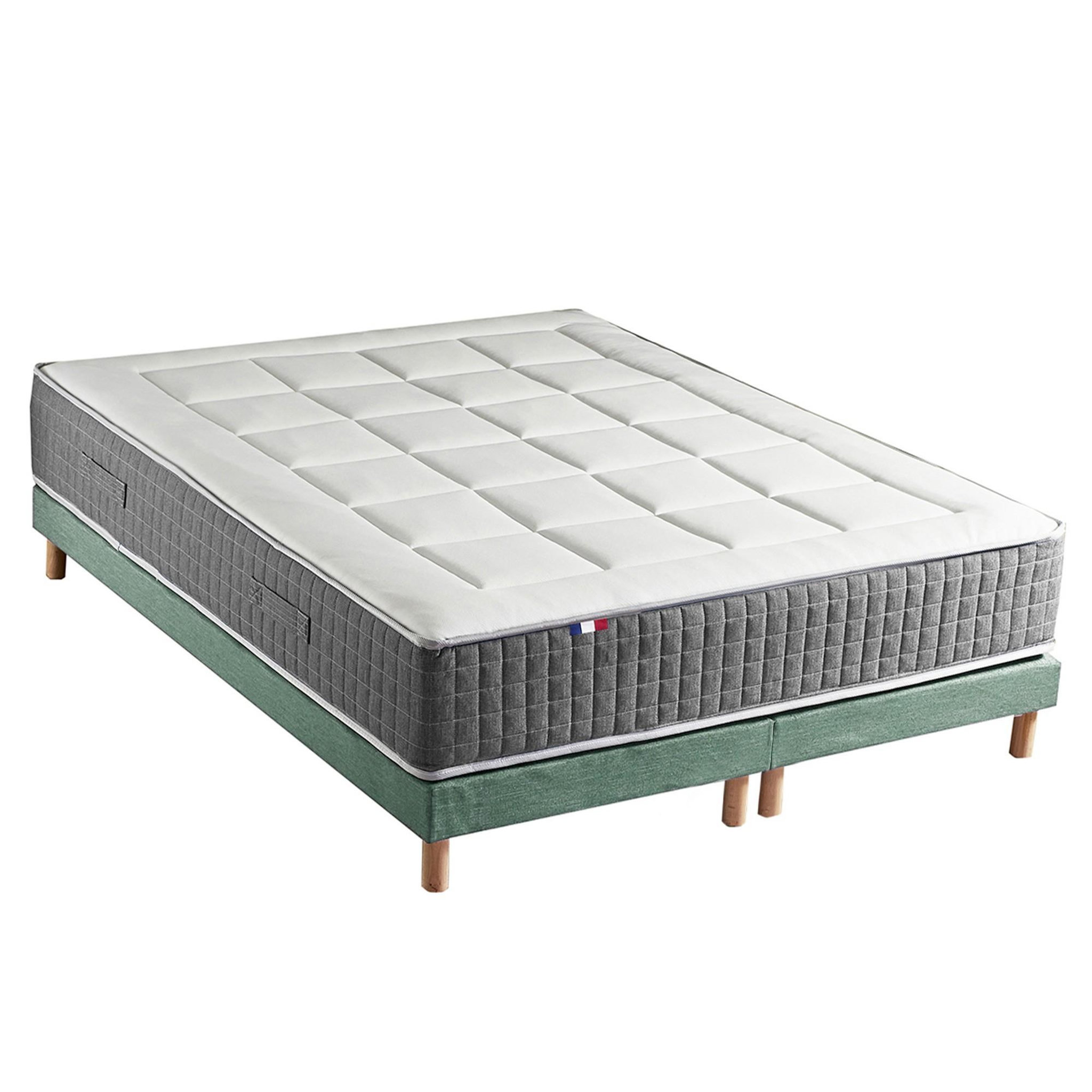 Voir la diapositive 2 : IDLITERIE Ensemble Matelas Ressort 7 zones H.28cm + Sommier Fabriqué en France MAX