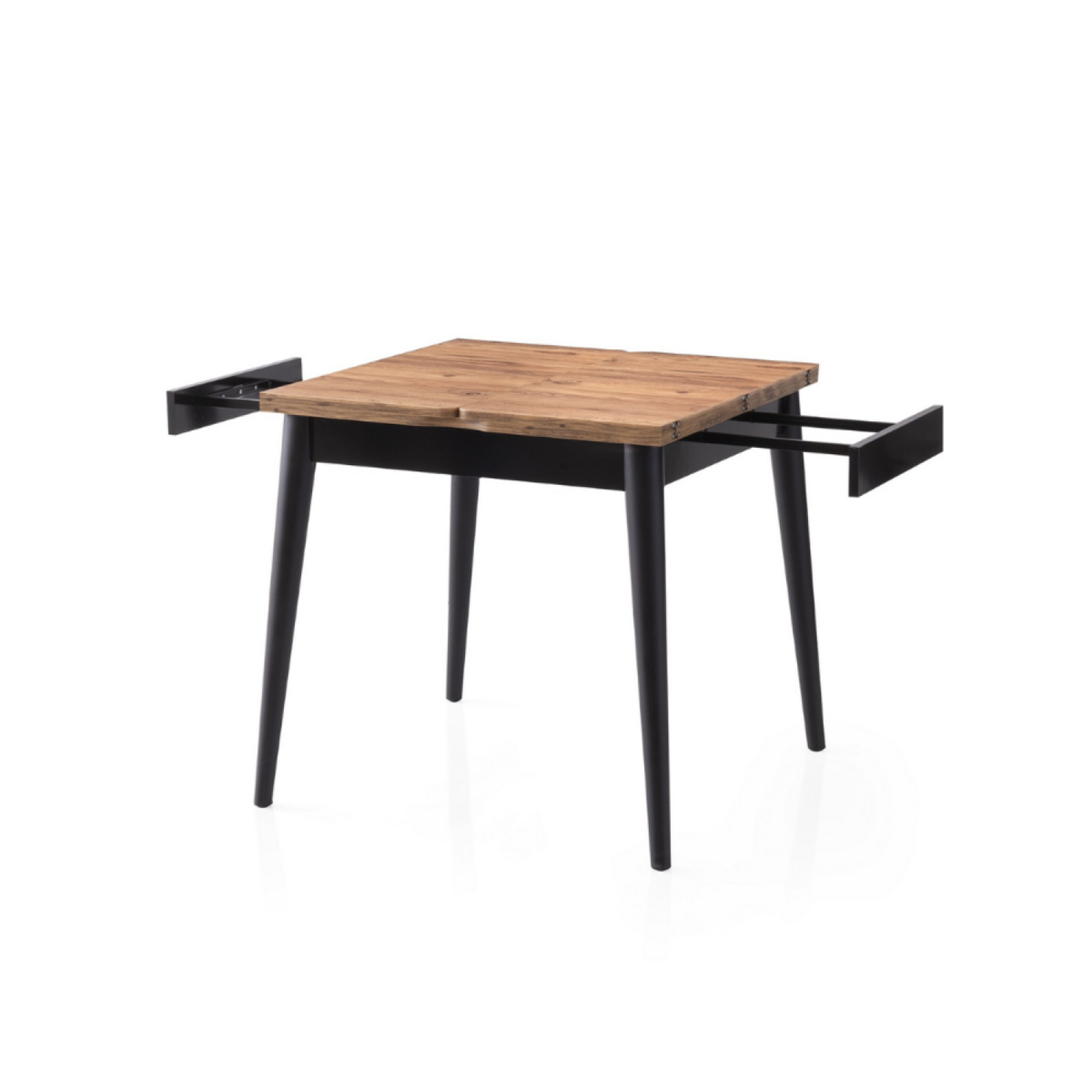 CONCEPT USINE Table à manger extensible 4 personnes style industriel bois et noir 80 cm PALLINI