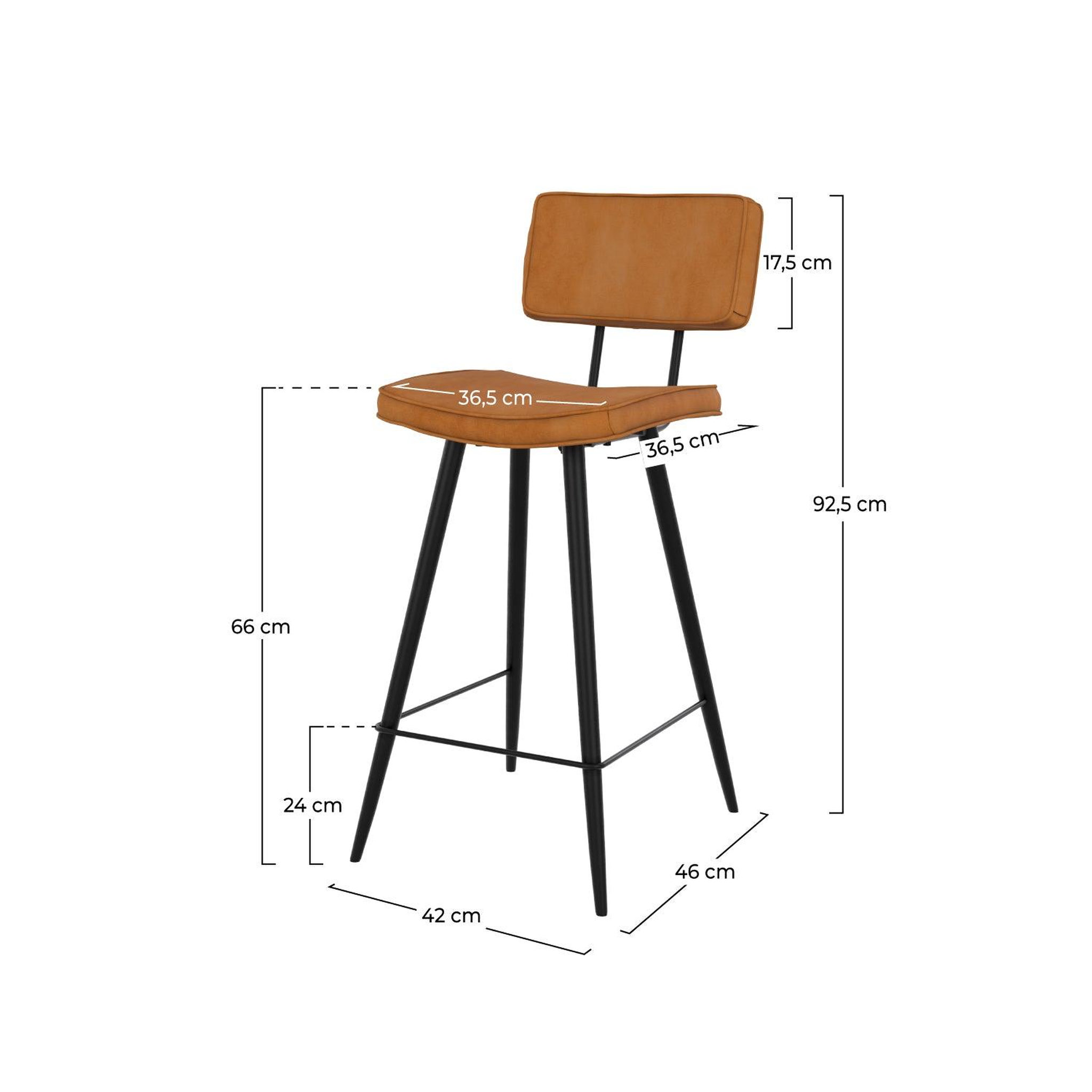 Voir la diapositive 4 : MAISON PAVANE Lot de 2 chaises pour îlot central 66 cm en cuir synthétique camel-texas