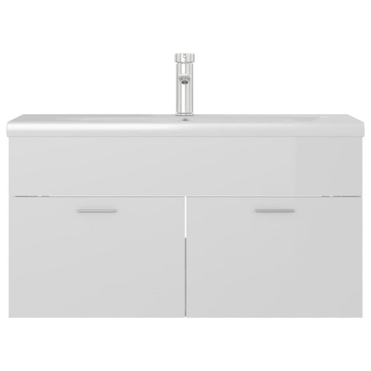 VIDAXL Armoire d'evier avec lavabo integre Blanc brillant Agglomere