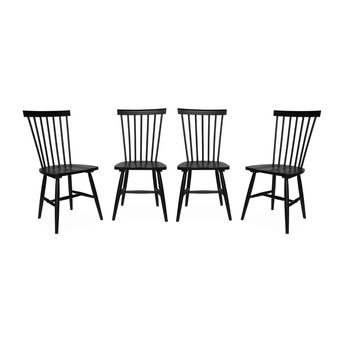 SWEEEK Lot de 4 chaises noires à barreaux en bois d'hévéa. ROMIE. L 50.8 x P 44.2 x H 90cm