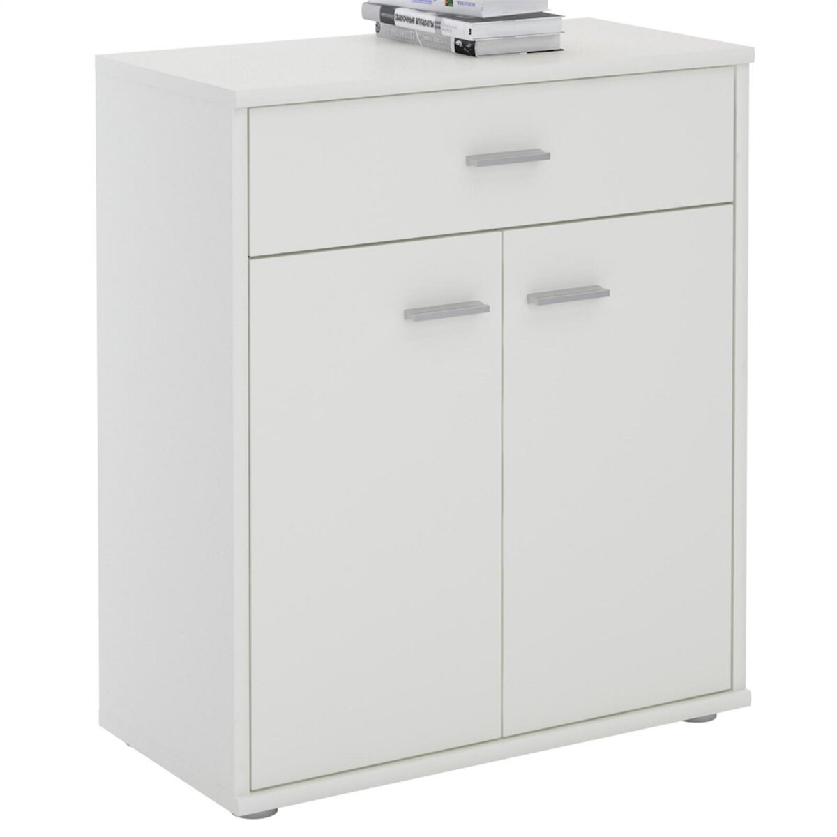 IDIMEX Buffet MONACO, commode meuble de rangement avec 1 tiroir et 2 portes, en mélaminé blanc mat