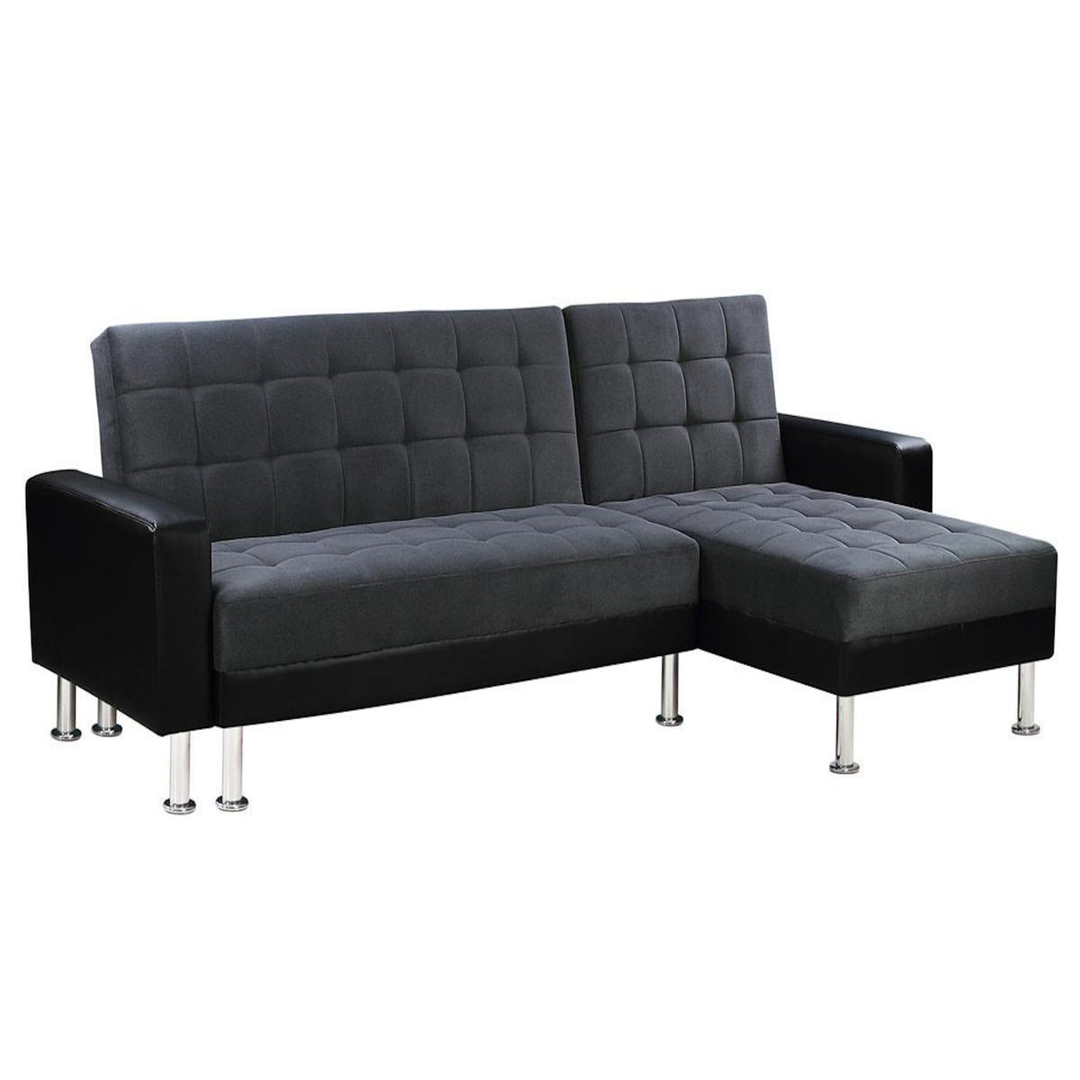 Habitat et Jardin Canapé d'angle convertible et réversible  Theo  - 4 places - Noir / Gris