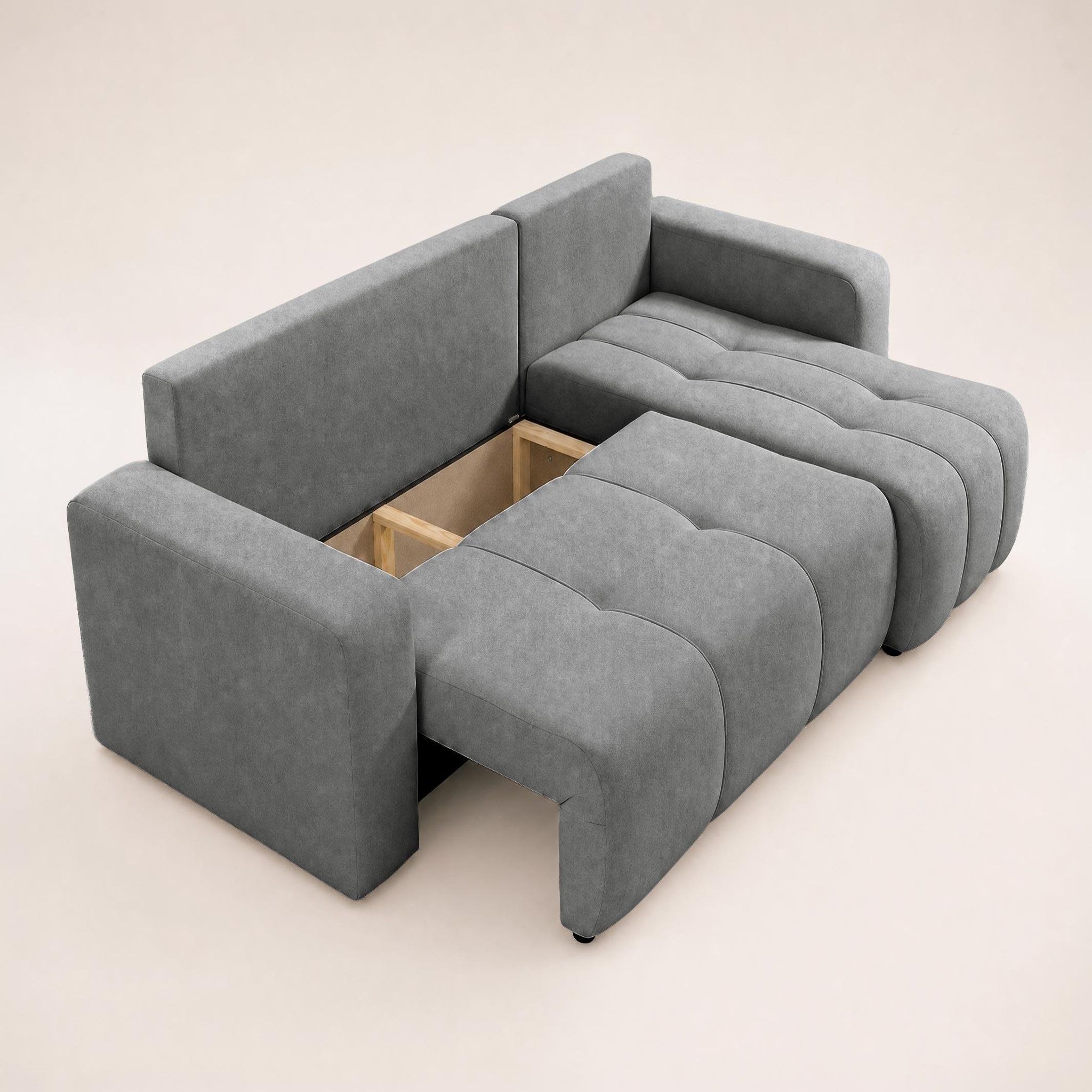 Voir la diapositive 5 : BEST MOBILIER Nicole - canapé d'angle réversible 4 places convertible avec coffre en tissu