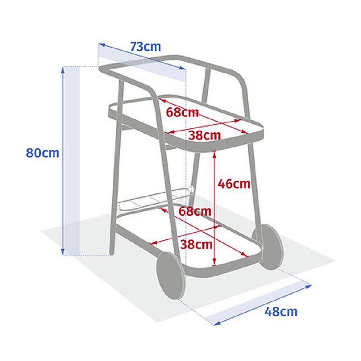 HESPERIDE Desserte de jardin en aluminium EASINESS - Honey et graphite