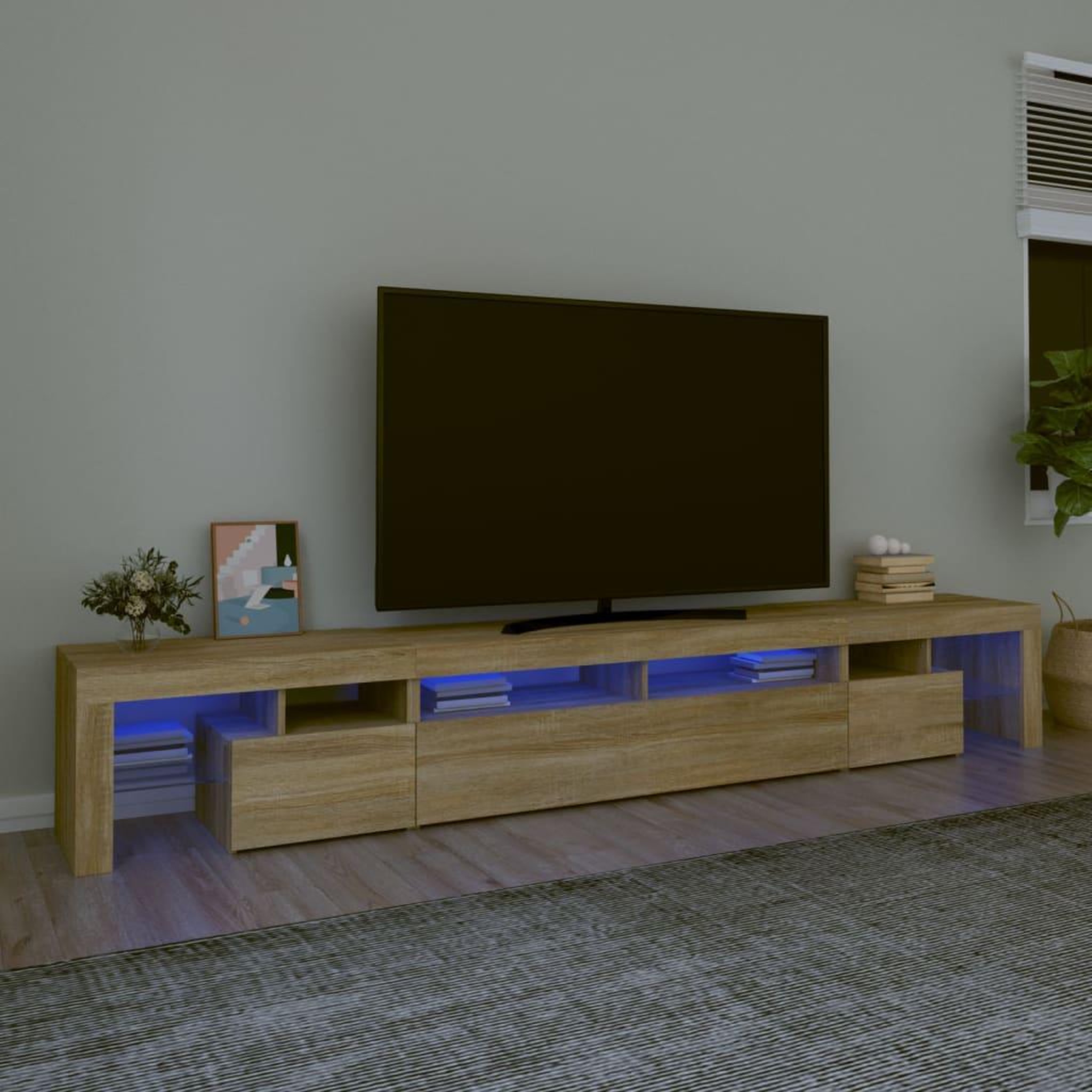 VIDAXL Meuble TV avec lumieres LED Chene sonoma 260x36,5x40 cm