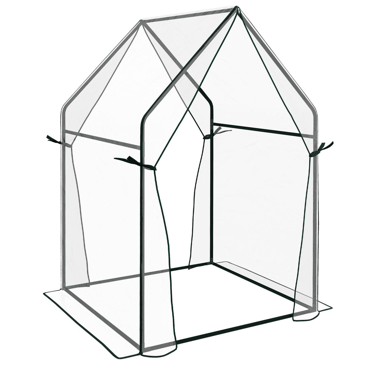 OUTSUNNY Serre de jardin balcon terrasse serre pour tomates 0,9L x 0,9l x 1,45H m double porte acier PVC transparent vert