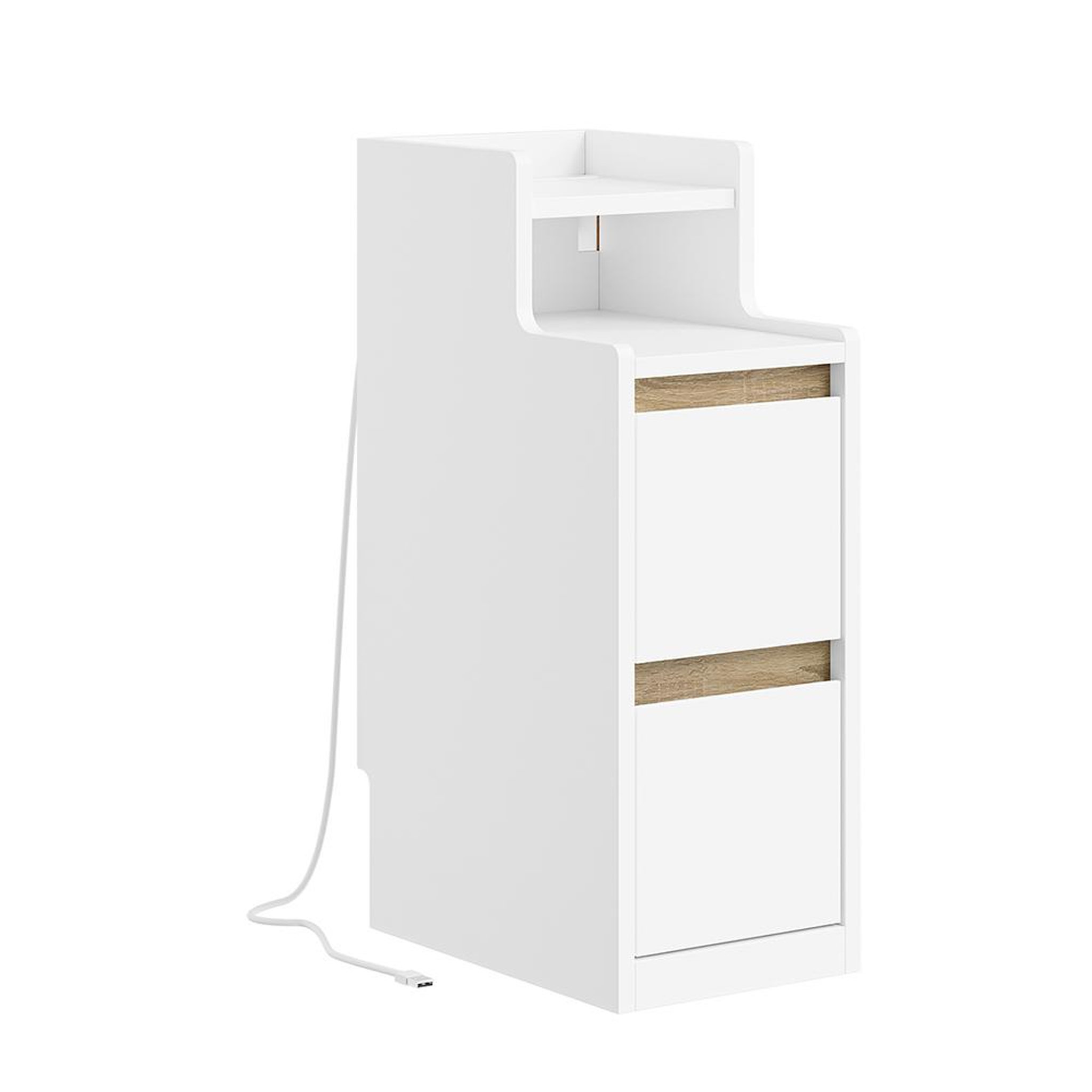 SOBUY Chevet avec 2 Tiroirs Blanc 22x34x60.5cm FBT178-E-WN