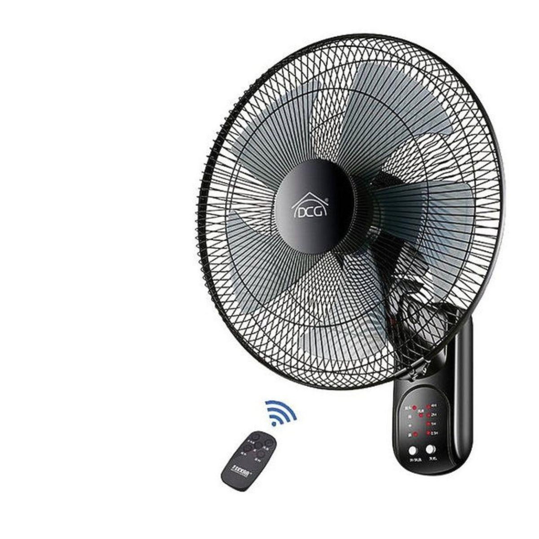 INTEC Ventilateur mural 40w ø40cm 3 vitesses brasseur d'air noir 5 pales flux d'air important télécommande & minuterie 7h30