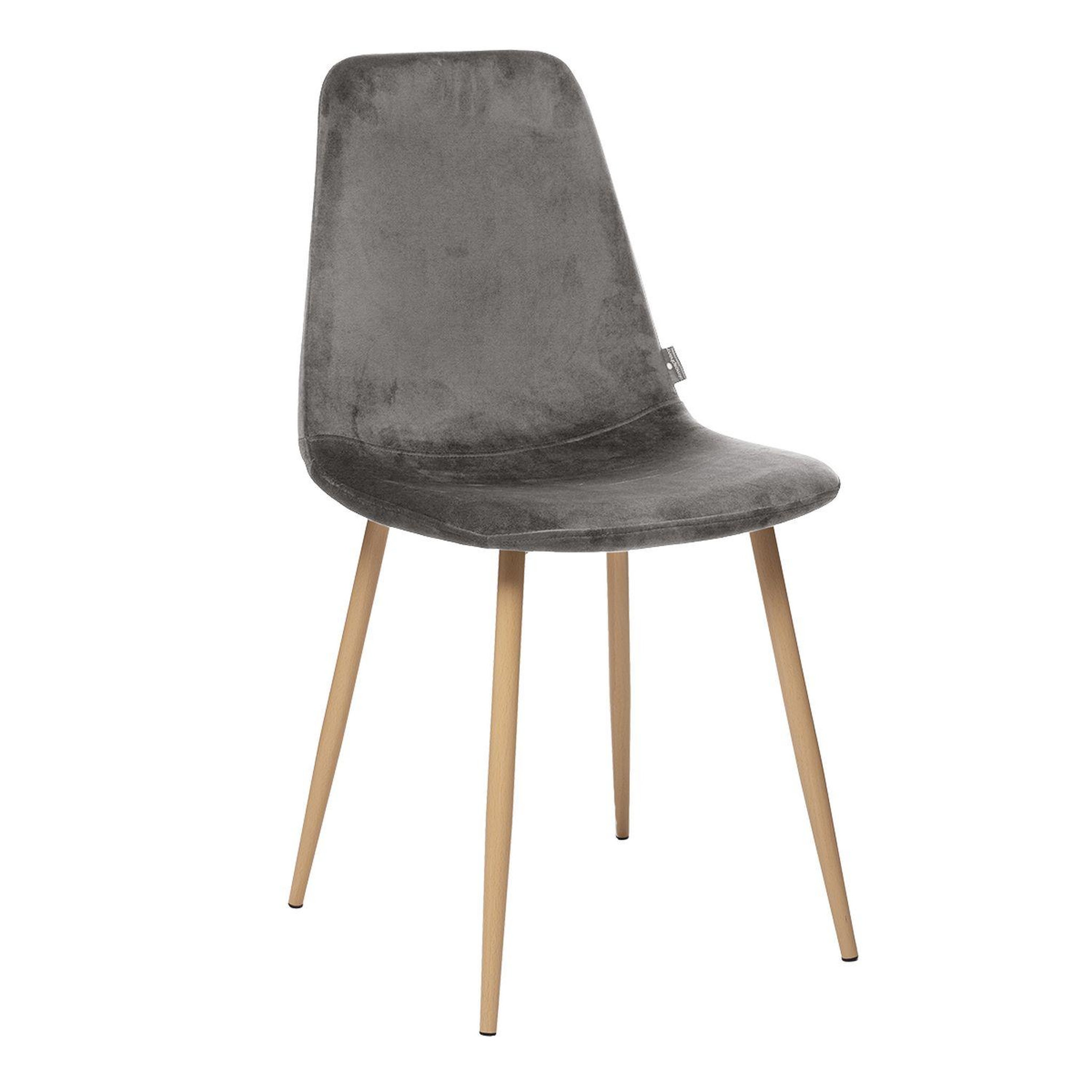 Voir la diapositive 4 : TOILINUX Lot de 4 Chaises en polyester effet velours et pieds en fer