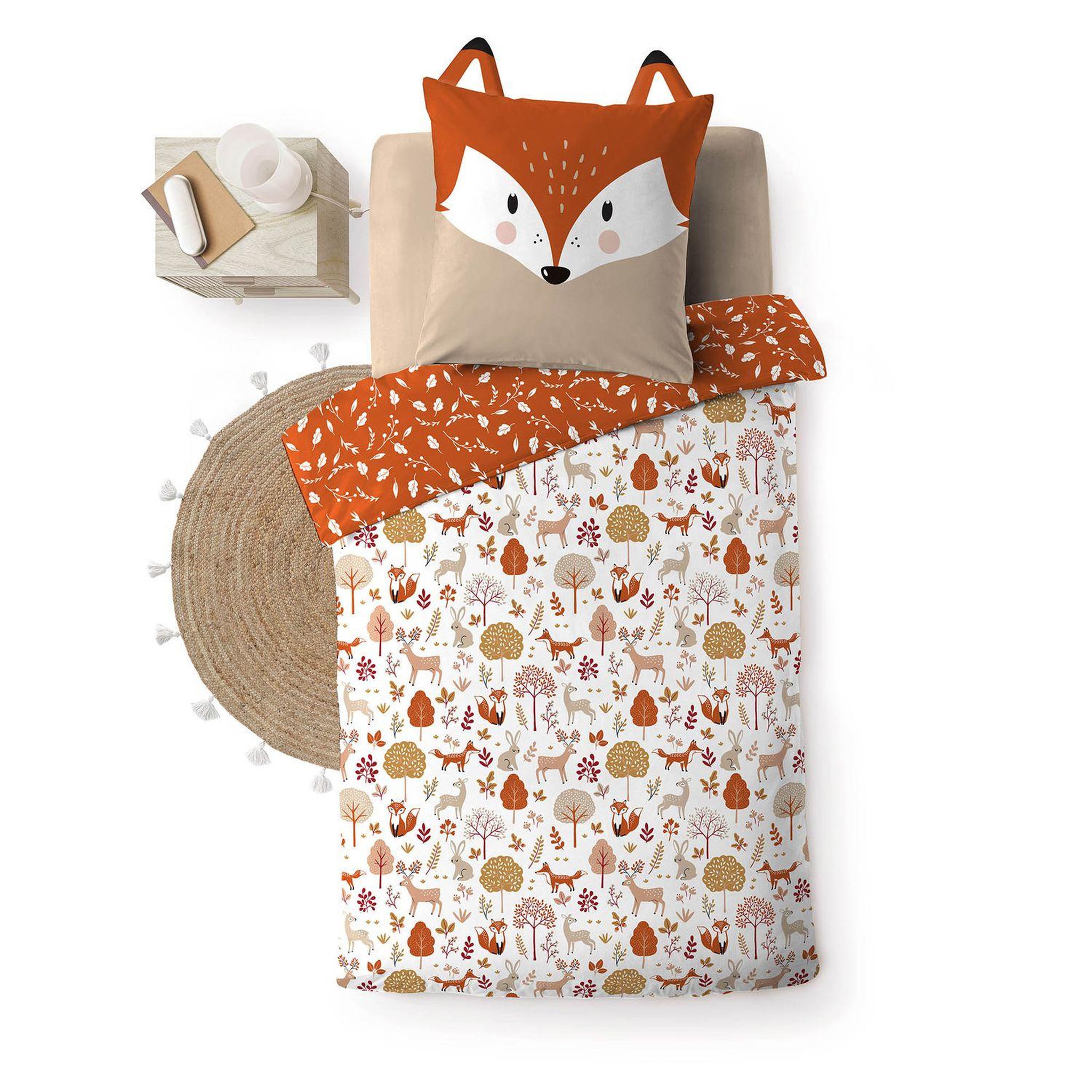 Douceur d'Intérieur Parure de lit enfant réversible ROXY - Coton 42 fils/cm² - 140 x 200 cm - Marron