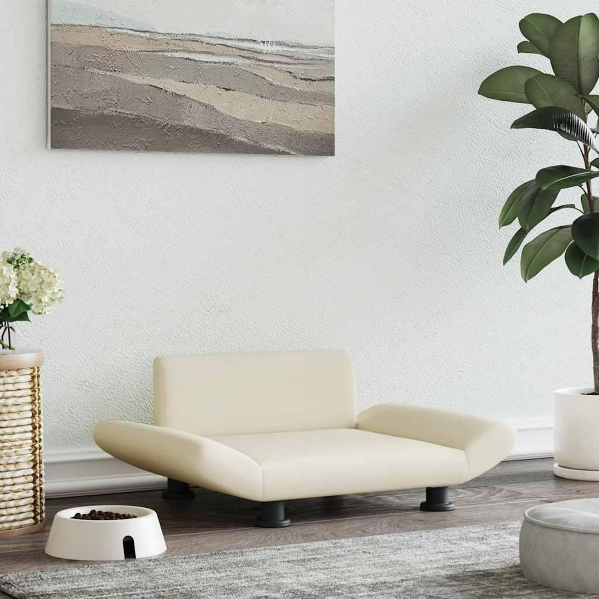 VIDAXL Lit pour chien creme 70x45x28 cm similicuir