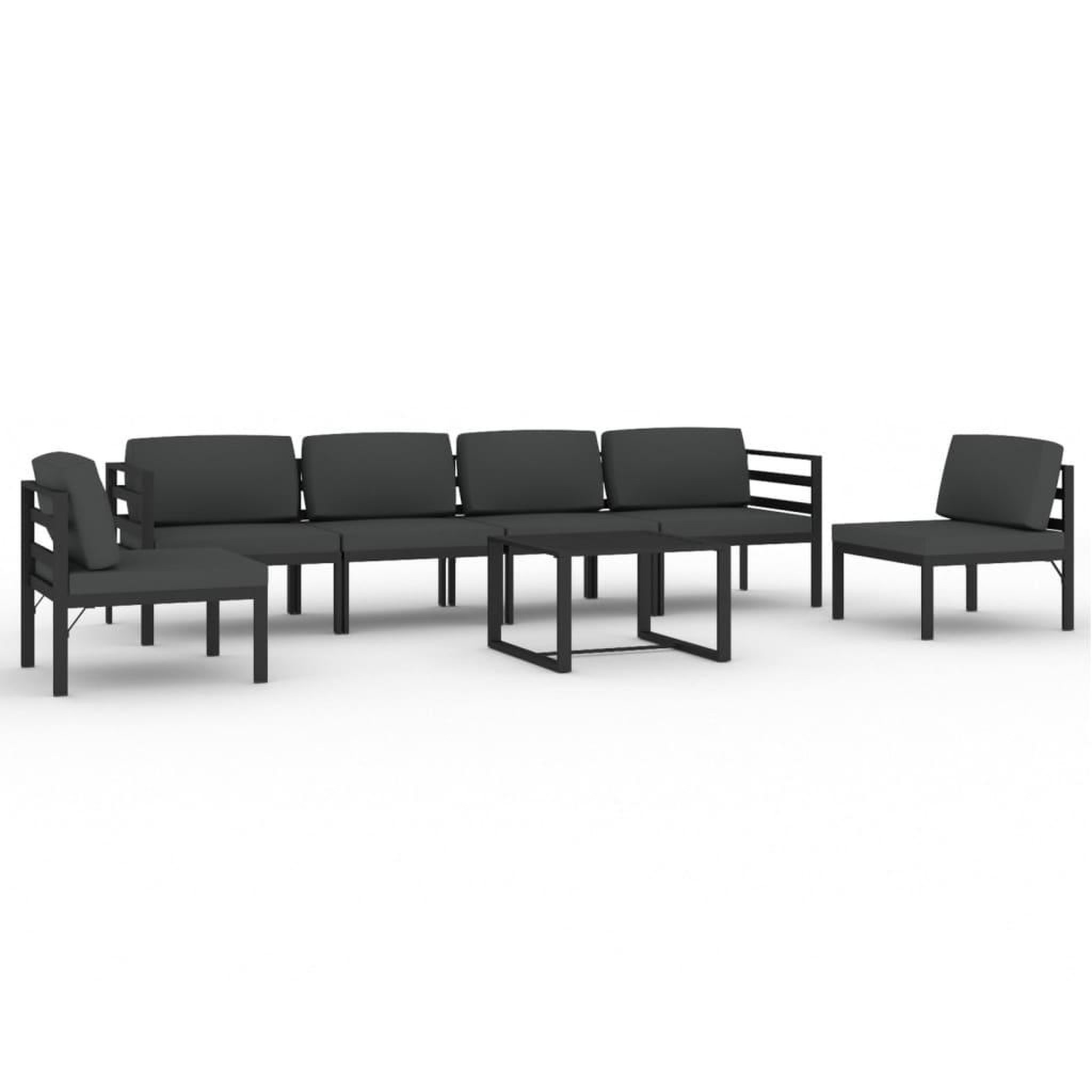 Voir la diapositive 2 : VIDAXL Salon de jardin 7 pcs avec coussins Aluminium Anthracite