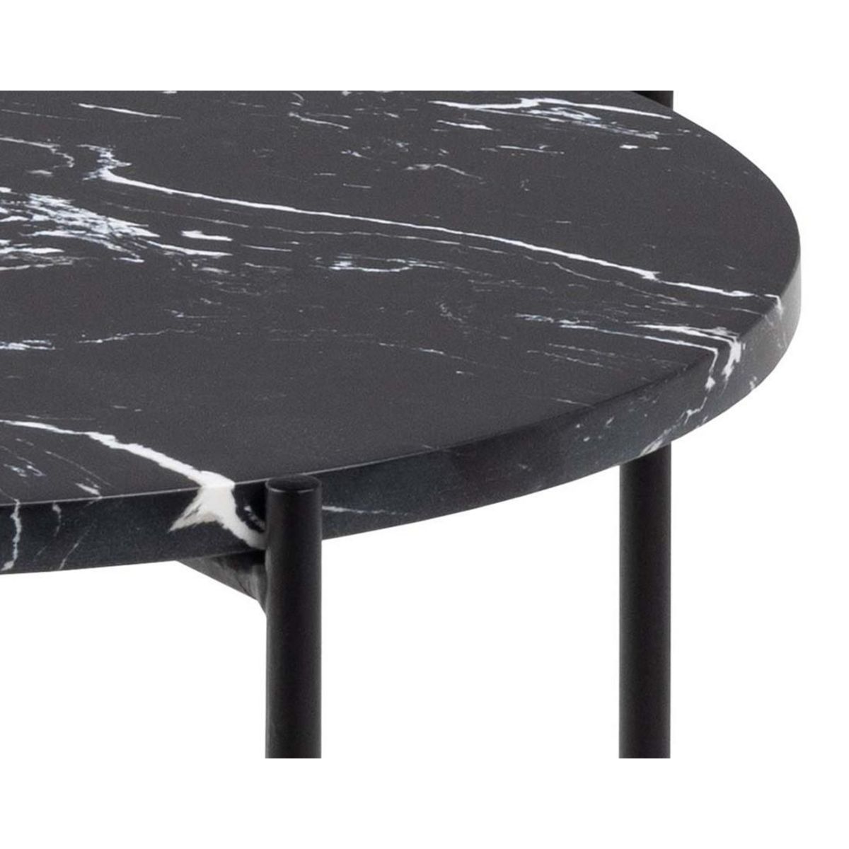 LISA DESIGN Ezaro - table basse ronde - 52 cm - plateau en marbre - pieds en acier