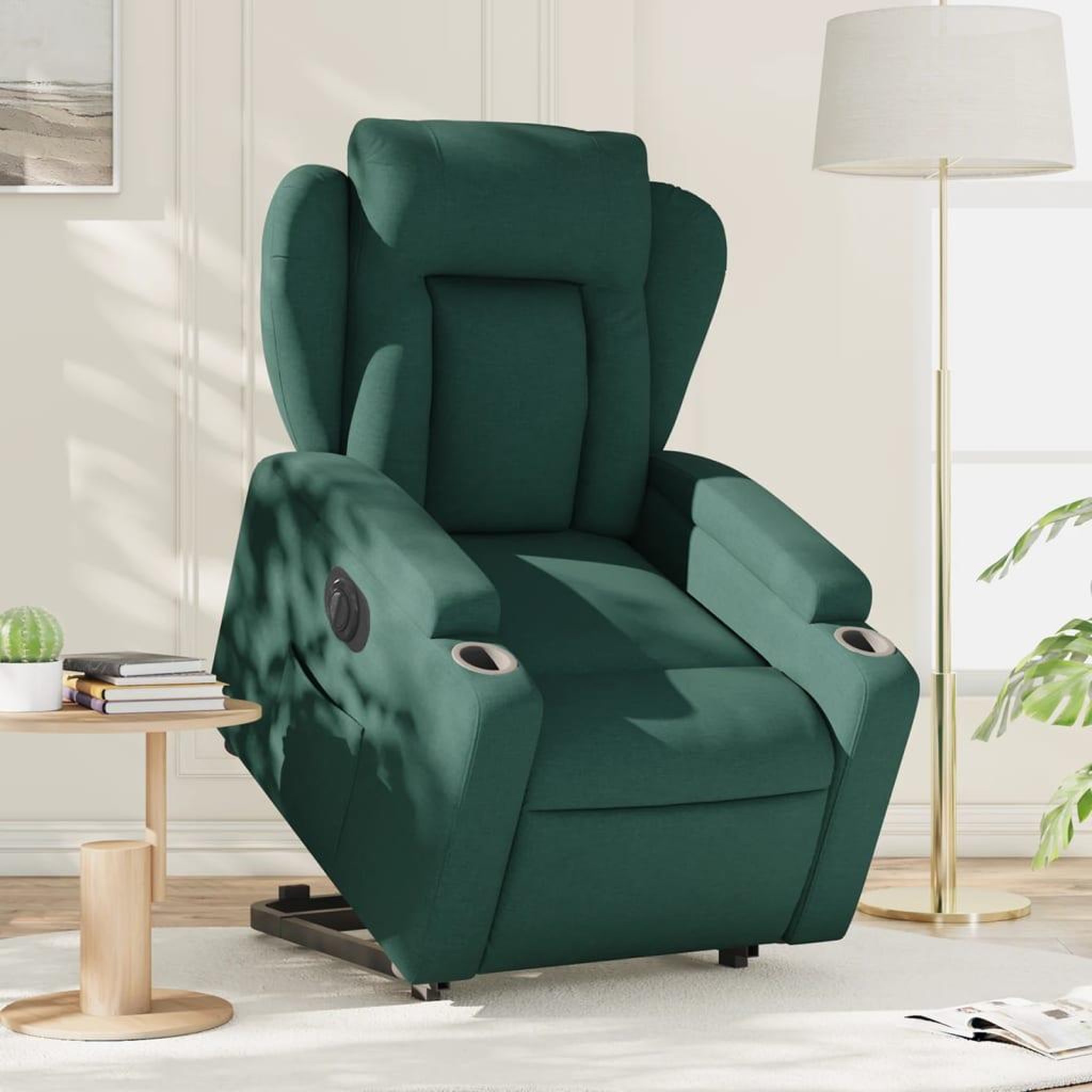 VIDAXL Fauteuil inclinable electrique vert fonce tissu