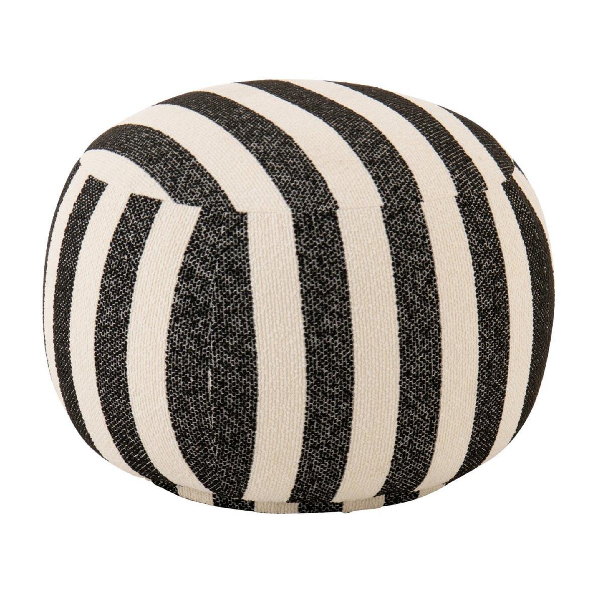 J-LINE Pouf à rayures  ligné  61cm noir & blanc cassé