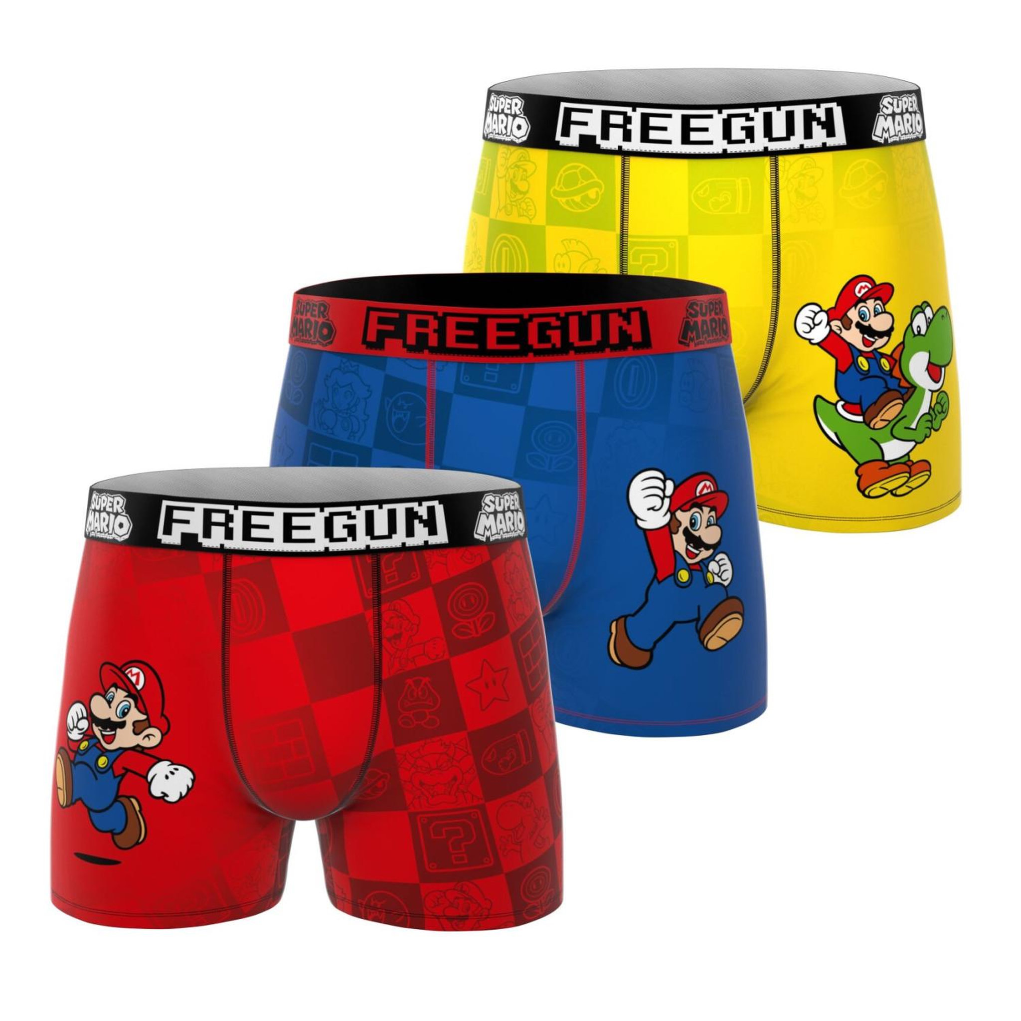 FREEGUN Lot de 3 boxers junior super mario bros. Coloris disponibles : Rouge