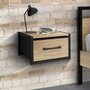Voir la diapositive 2 : ID MARKET Lot de 2 tables de chevet murales tiroir en tissu UTAH design industriel