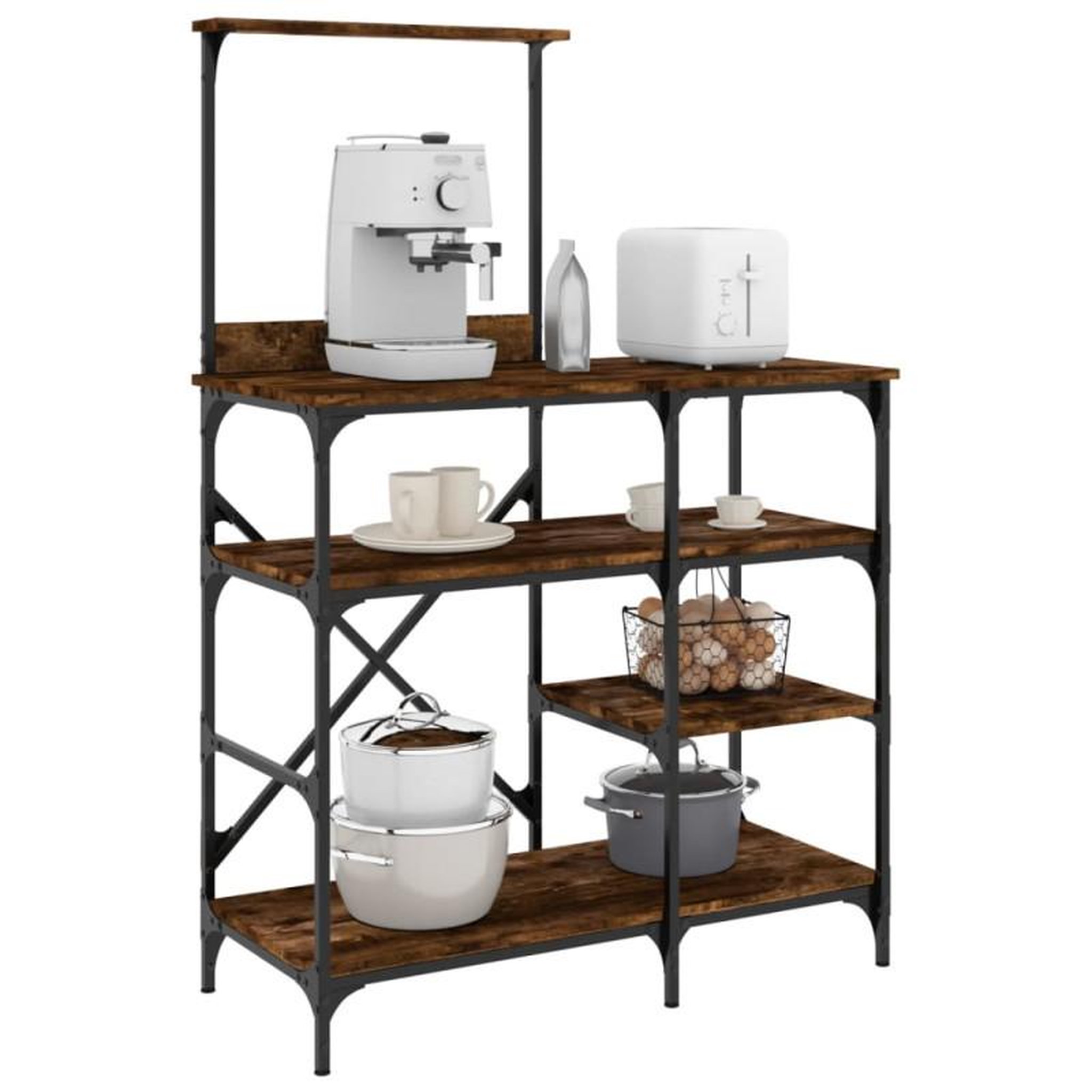 Voir la diapositive 1 : VIDAXL Support de boulanger chêne fumé 90x40x132 cm