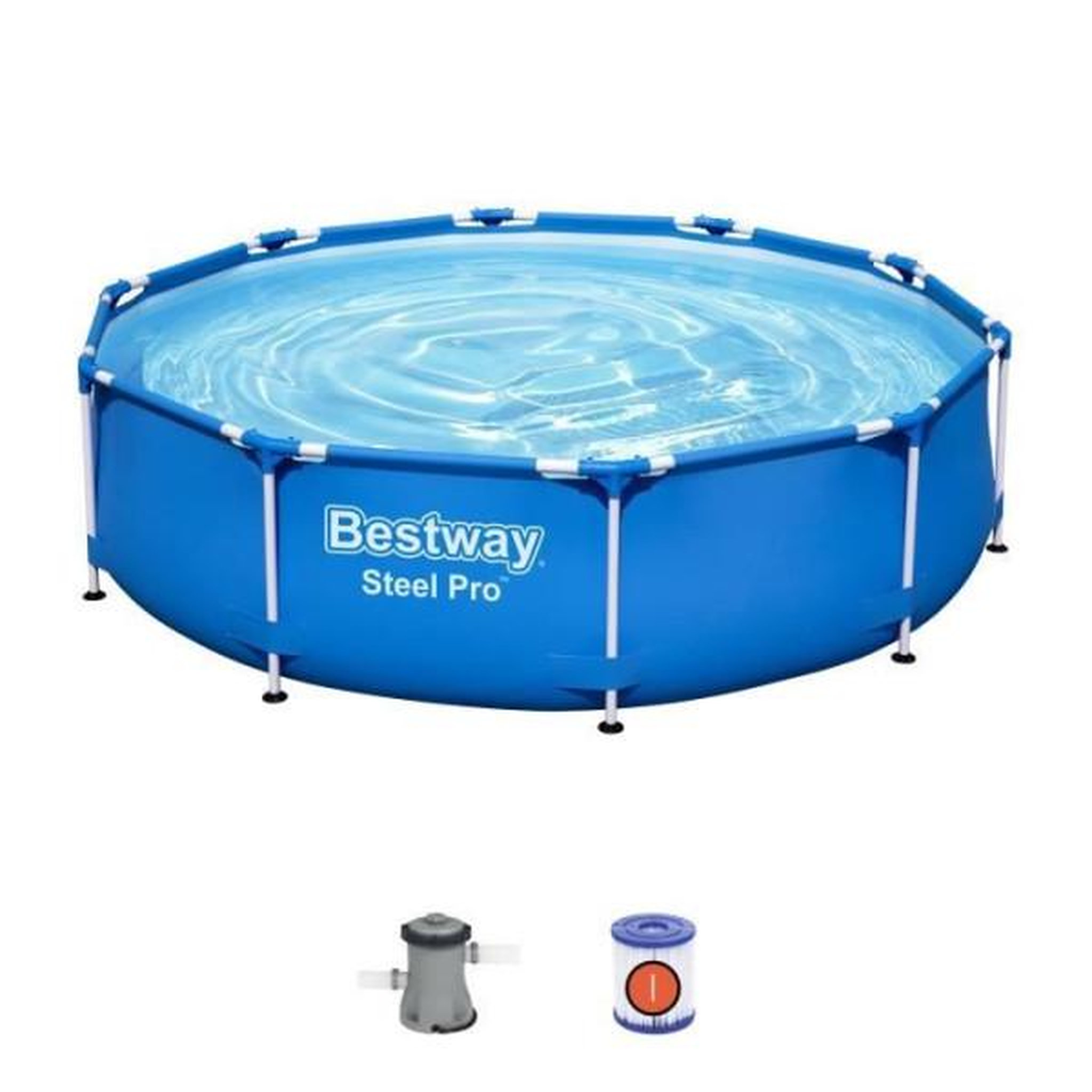 BESTWAY Kit Piscine hors sol tubulaire BESTWAY - Steel Pro™ - 305 x 76 cm - Ronde (Livrée avec pompe de filtration)