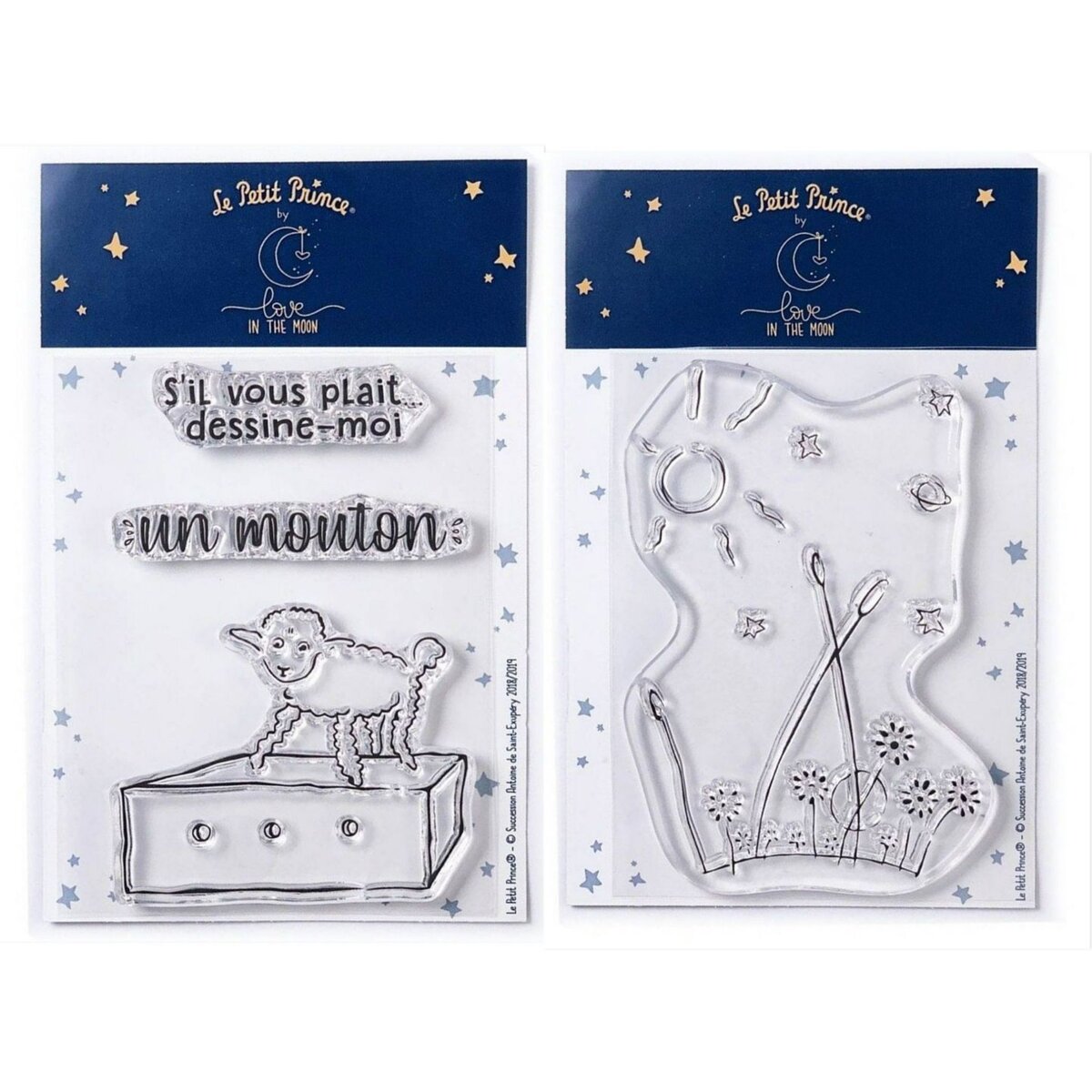  4 Tampons transparents Le Petit Prince Mouton et Paysage