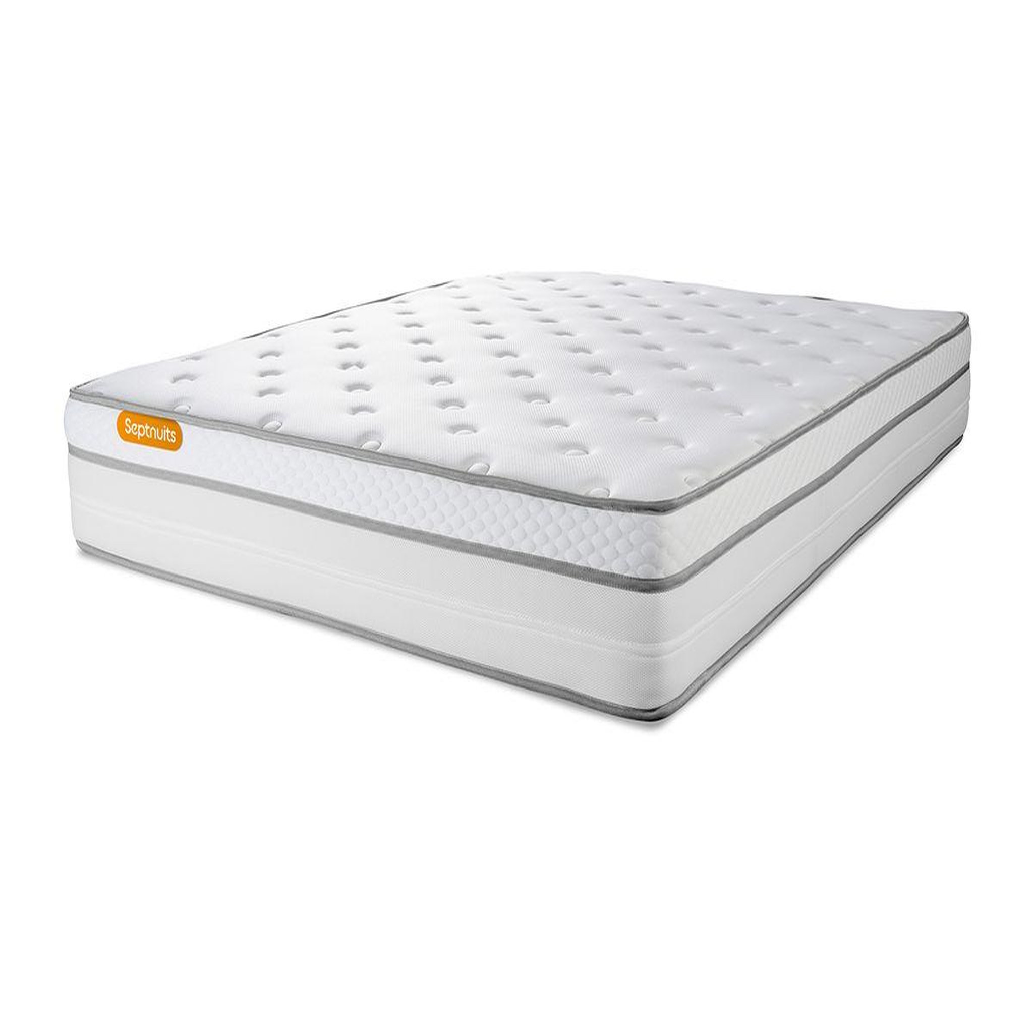 Voir la diapositive 3 : SEPTNUITS Pack matelas + sommier kit gris Memo Luxe Ressorts ensachés + mémoire de forme + Couette + 2 oreillers