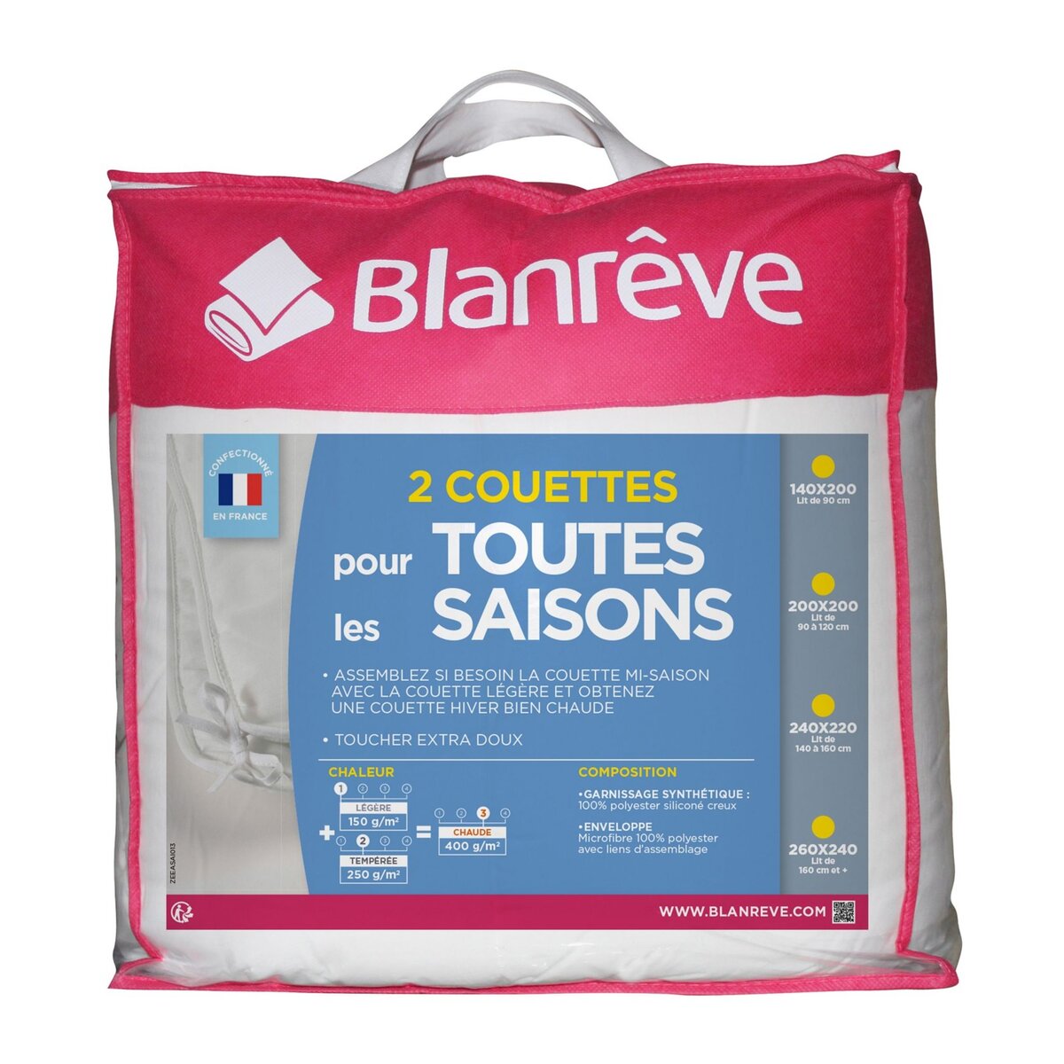 BLANREVE Couette 3 en 1 microfibre TOUTES SAISONS