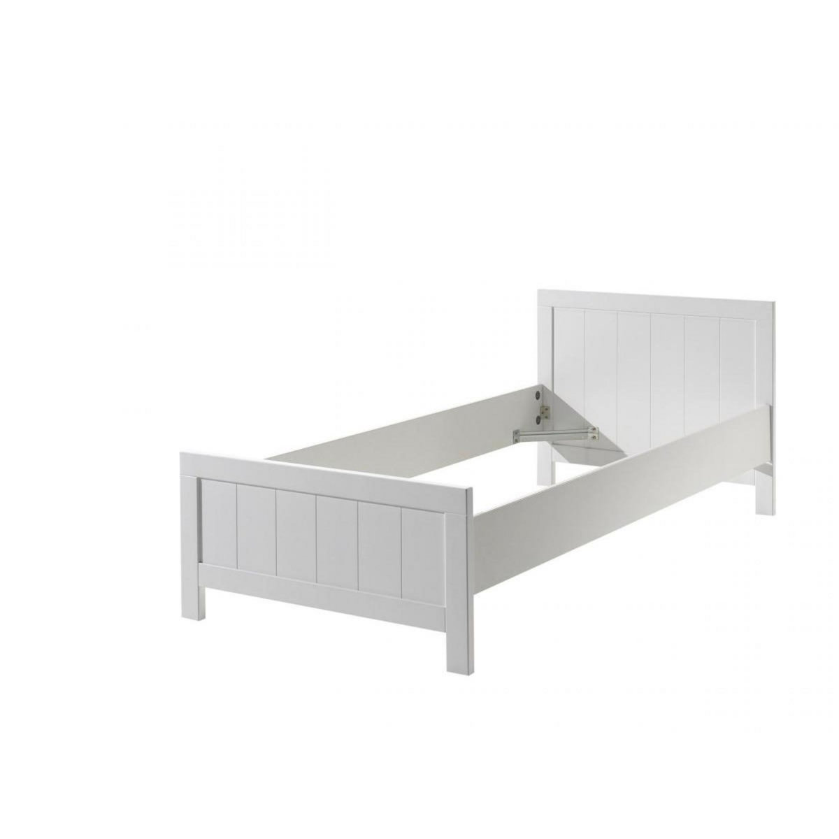 Vipack Lit Simple 90x200 cm Vipack Erik avec Chevet, Armoire 3 Portes et Lit Gigogne - Ensemble pour Chambre d'Enfant