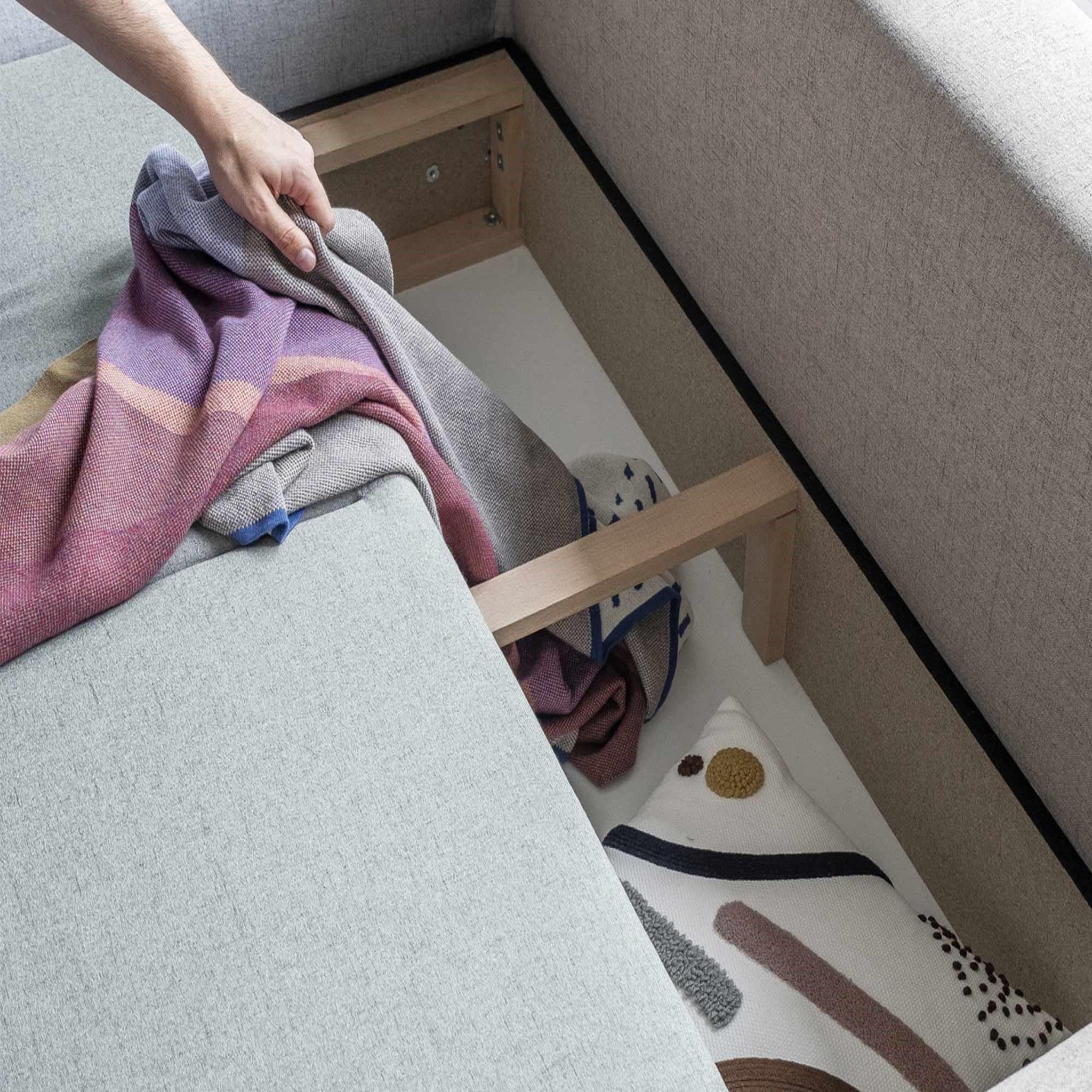 Voir la diapositive 4 : BEST MOBILIER Olli - canapé d'angle droit - convertible - avec coffre - 4 places - en tissu