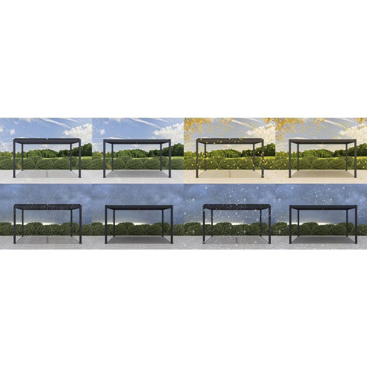 Habitat et Jardin Pergola bioclimatique en aluminium  Windsor  - 3 x 4 m - Anthracite