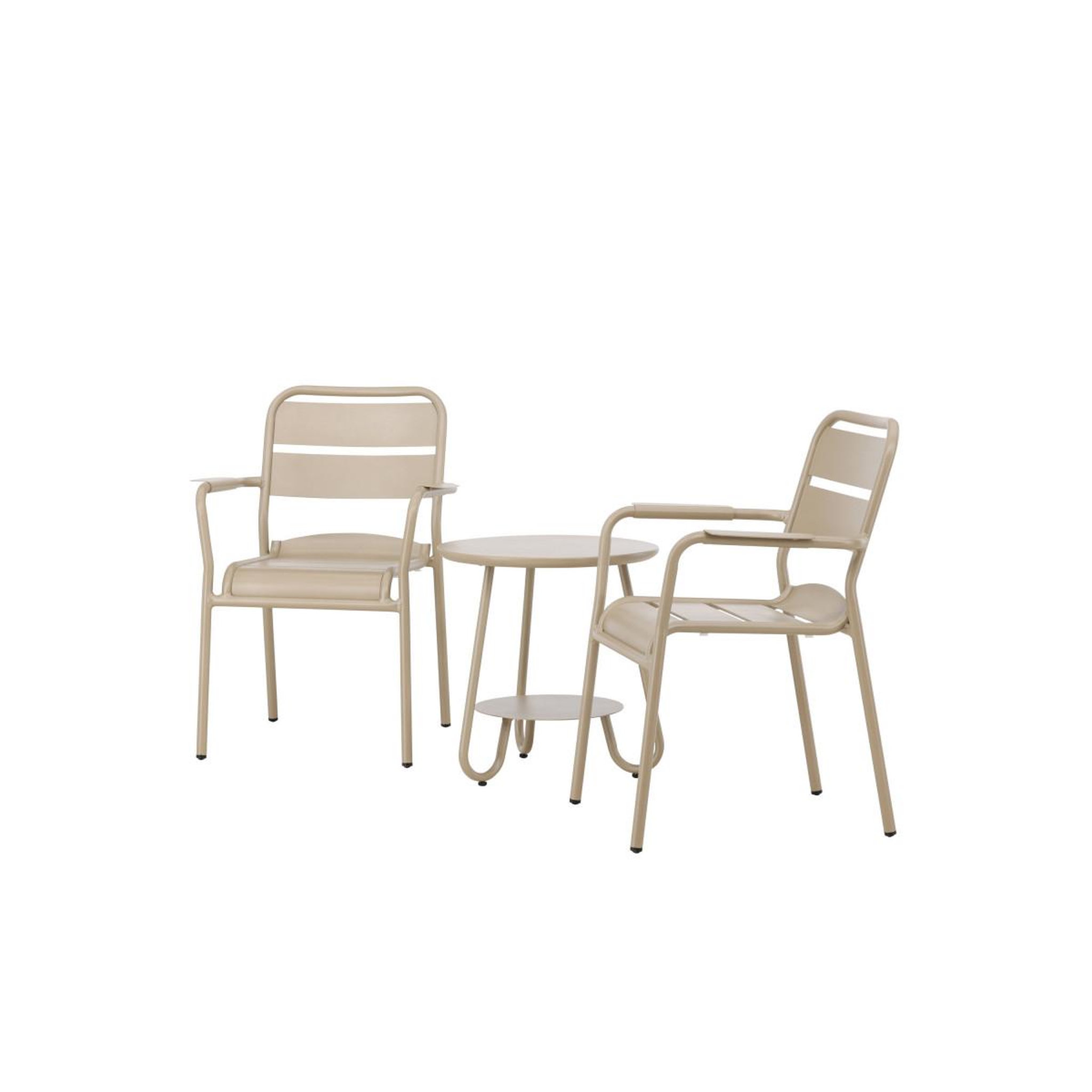 Voir la diapositive 2 : Paris Prix Ensemble table d'appoint de jardin & 2 chaises  faro  55cm beige