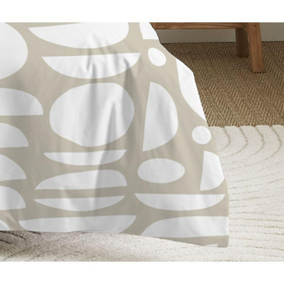 COTON PUR Parure de draps 4 pièces pour lit 160 x 200 cm  Grande largeur  Mykonos naturel