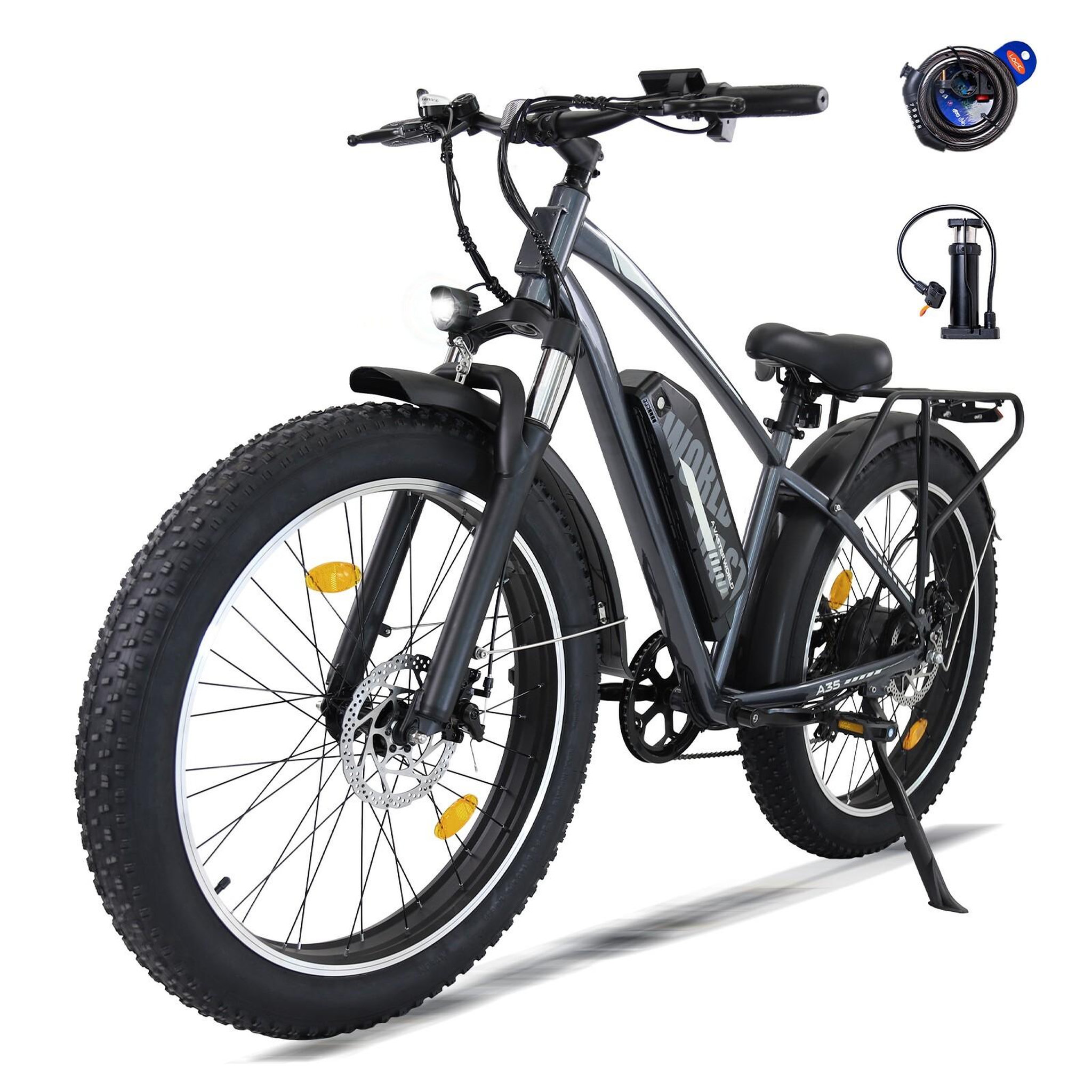 Voir la diapositive 5 : AVDL Vélo électrique a35, pneus larges 26 pouces
