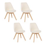 ATMOSPHERA Lot de 4 chaises design scandinave en bouclette - Blanc
