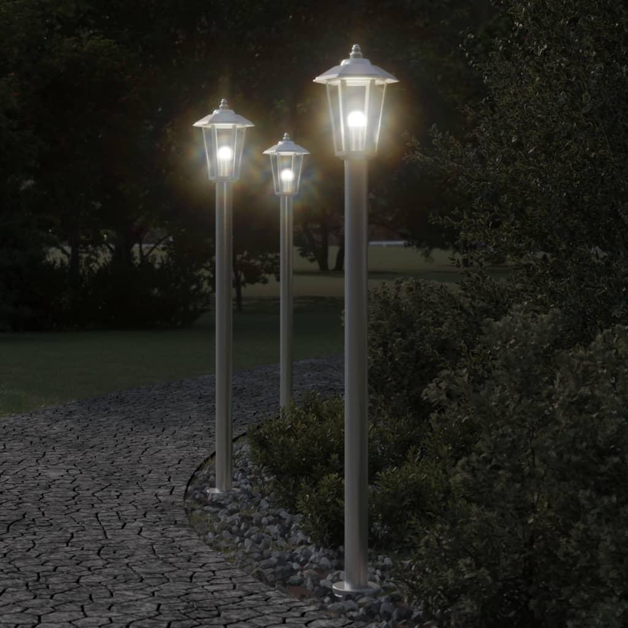VIDAXL Lampadaire d'exterieur argente 120 cm acier inoxydable
