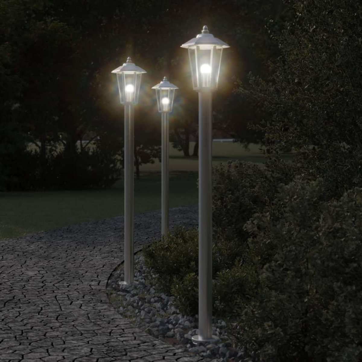 VIDAXL Lampadaire d'exterieur argente 120 cm acier inoxydable