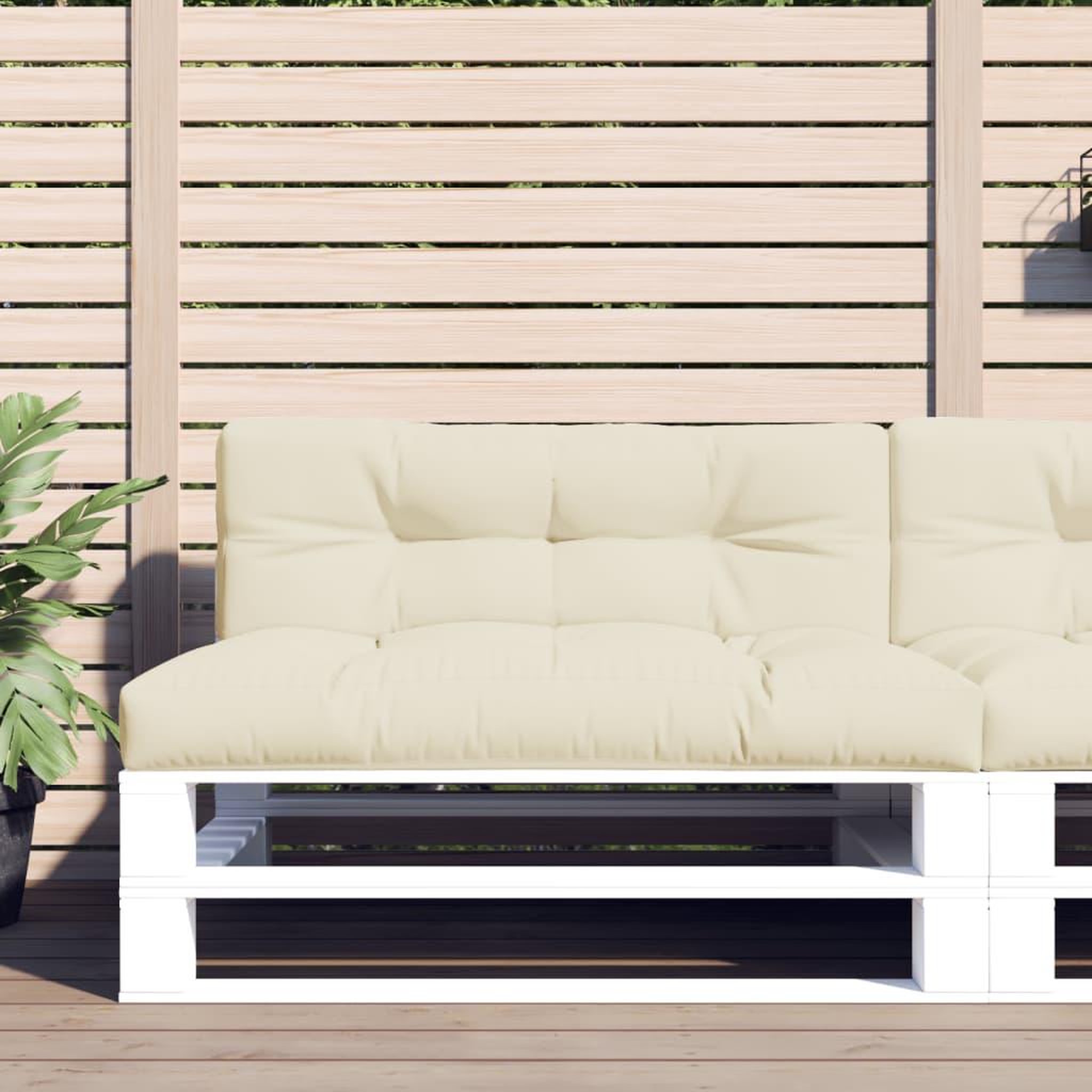 VIDAXL Coussins de palette lot de 2 creme tissu