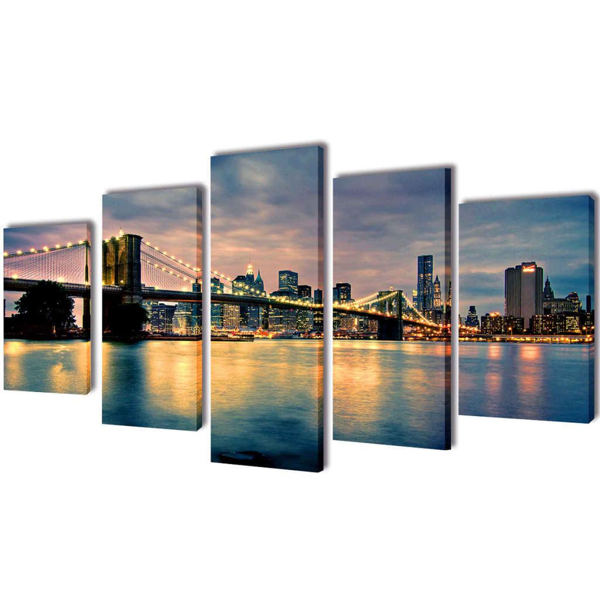 VIDAXL Set de toiles murales imprimees Pont de Brooklin vu de la riviere