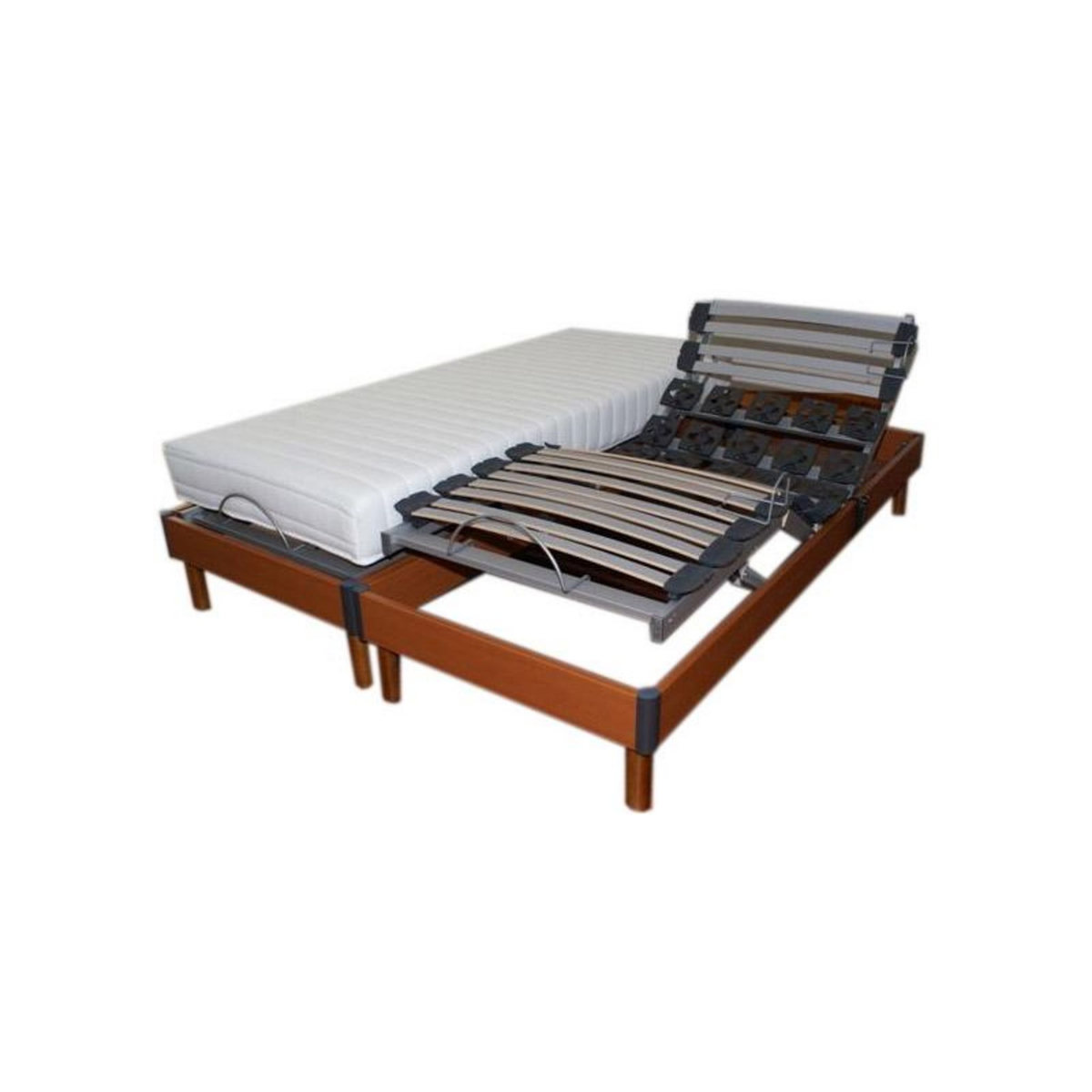 IDLITERIE Ensemble relaxation 100% latex 5 zones + sommier latte & Plot au niveau lombaire - FABRICATION FRANCE