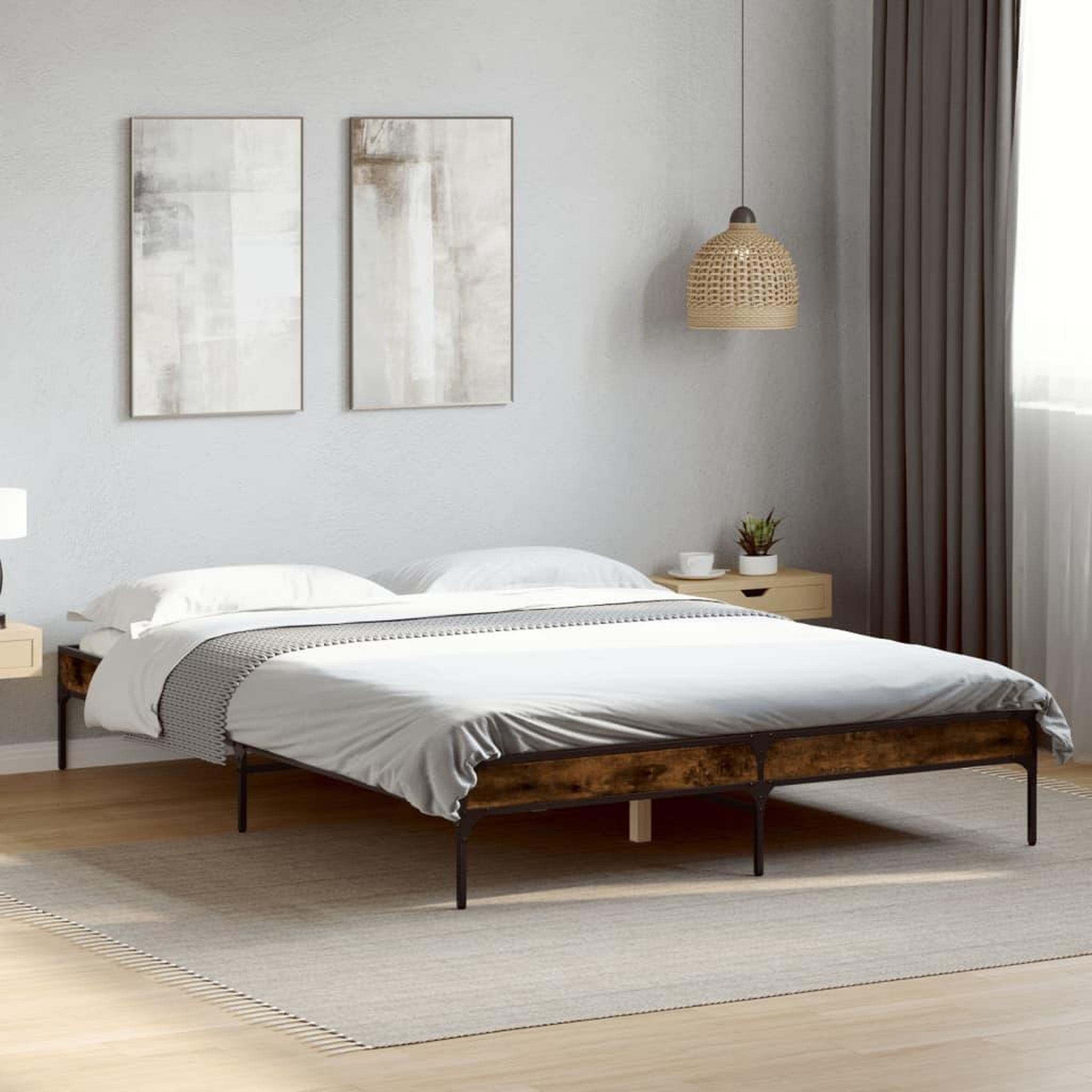 VIDAXL Cadre de lit sans matelas chene fume 150x200 cm