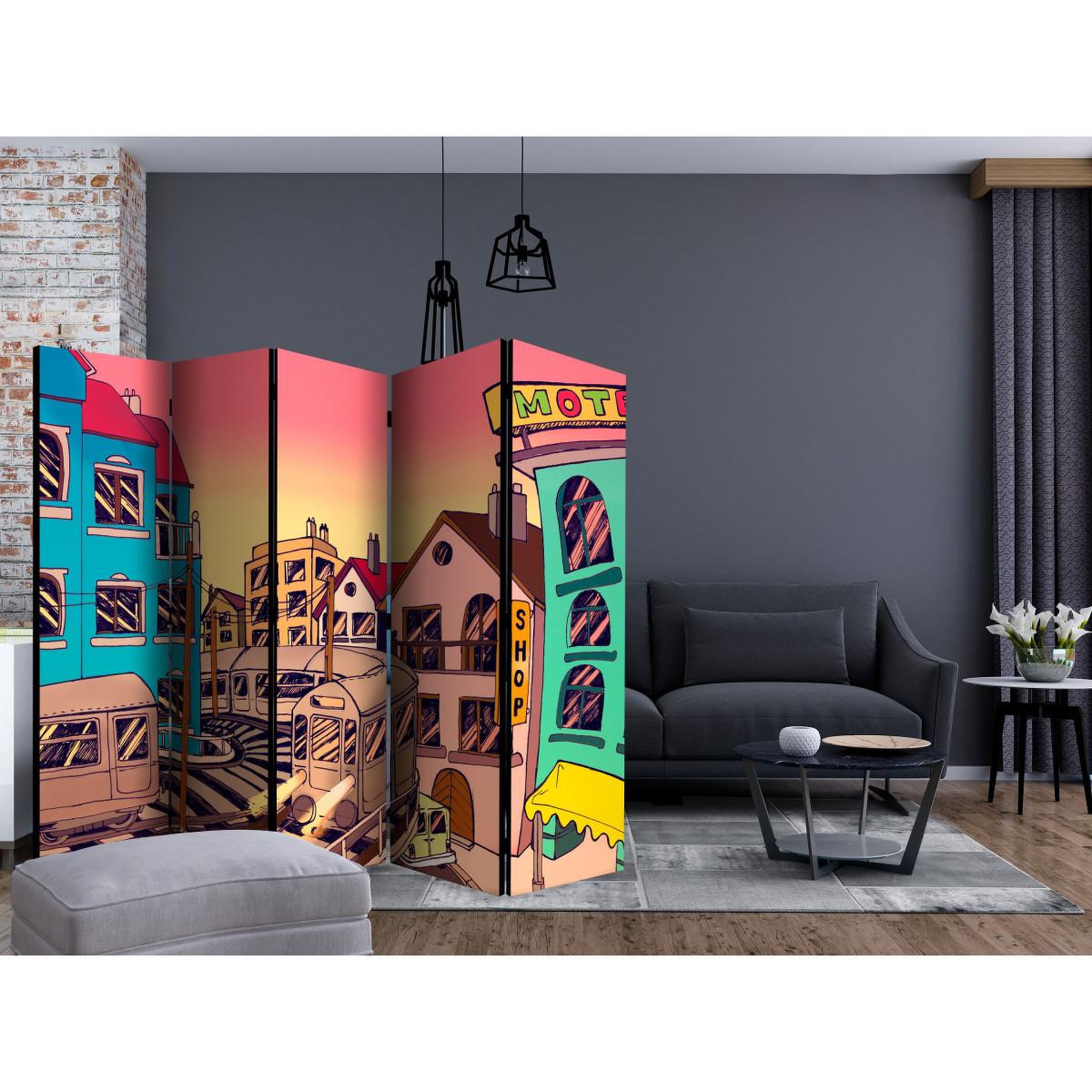 Voir la diapositive 2 : Paris Prix Paravent 5 volets  morning in a city  172x225cm