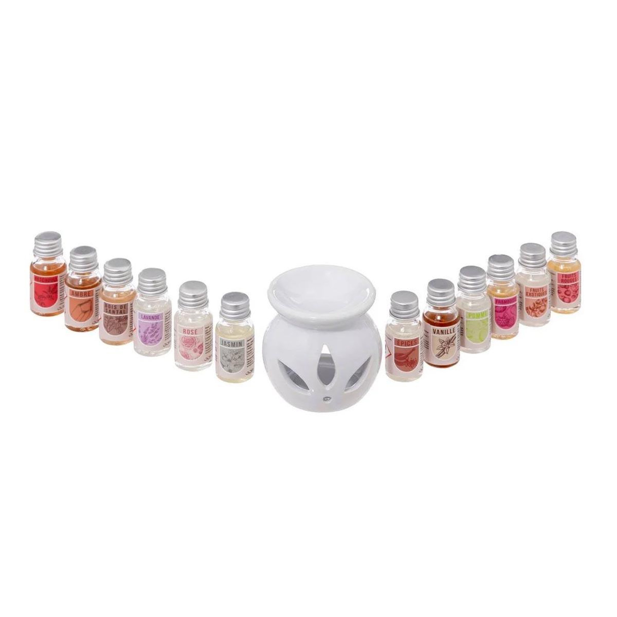 COMPTOIR DE LA BOUGIE Brûle-parfum & 12 flacons d'huiles 10ml blanc