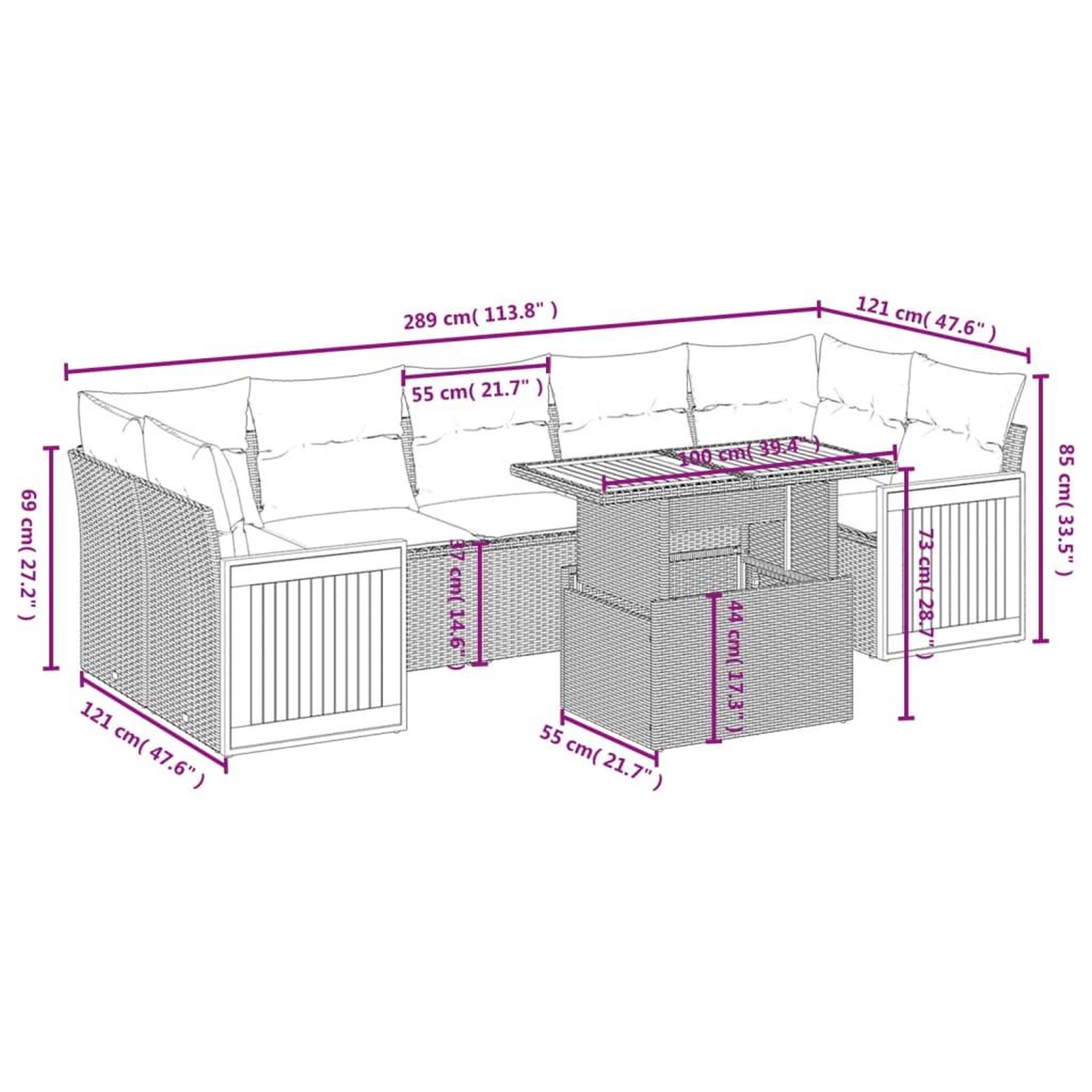 Voir la diapositive 3 : VIDAXL Salon de jardin 8 pcs avec coussins noir resine tressee