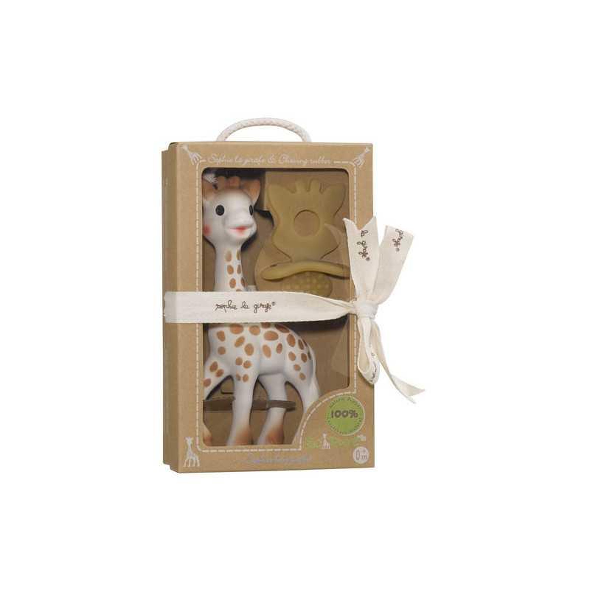 VULLI Vulli sophie la girafe so'pure teether en caoutchouc naturel avec sifflet, boîte cadeau