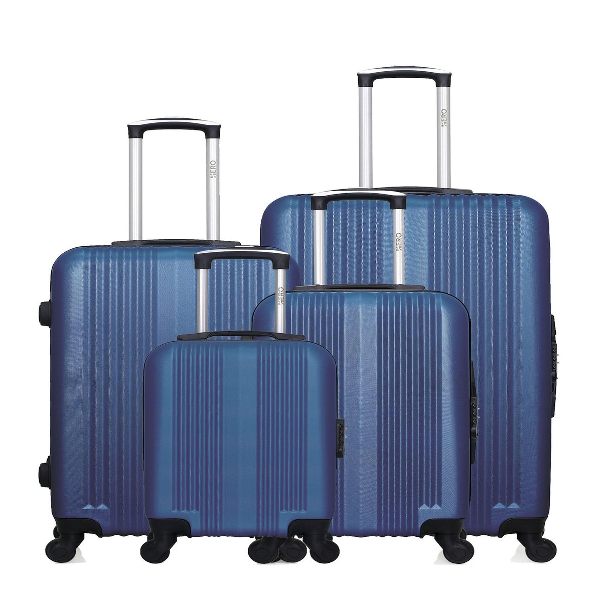HERO HERO - Lot de 4 - Valise grand format, valise weekend, valise cabine, valise cabine XXS LIPARI
