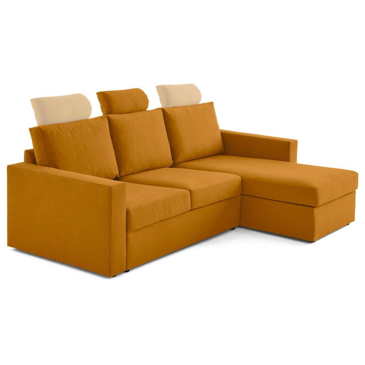 BEST MOBILIER Barrie - canapé d'angle réversible 4 places avec têtière amovible en tissu