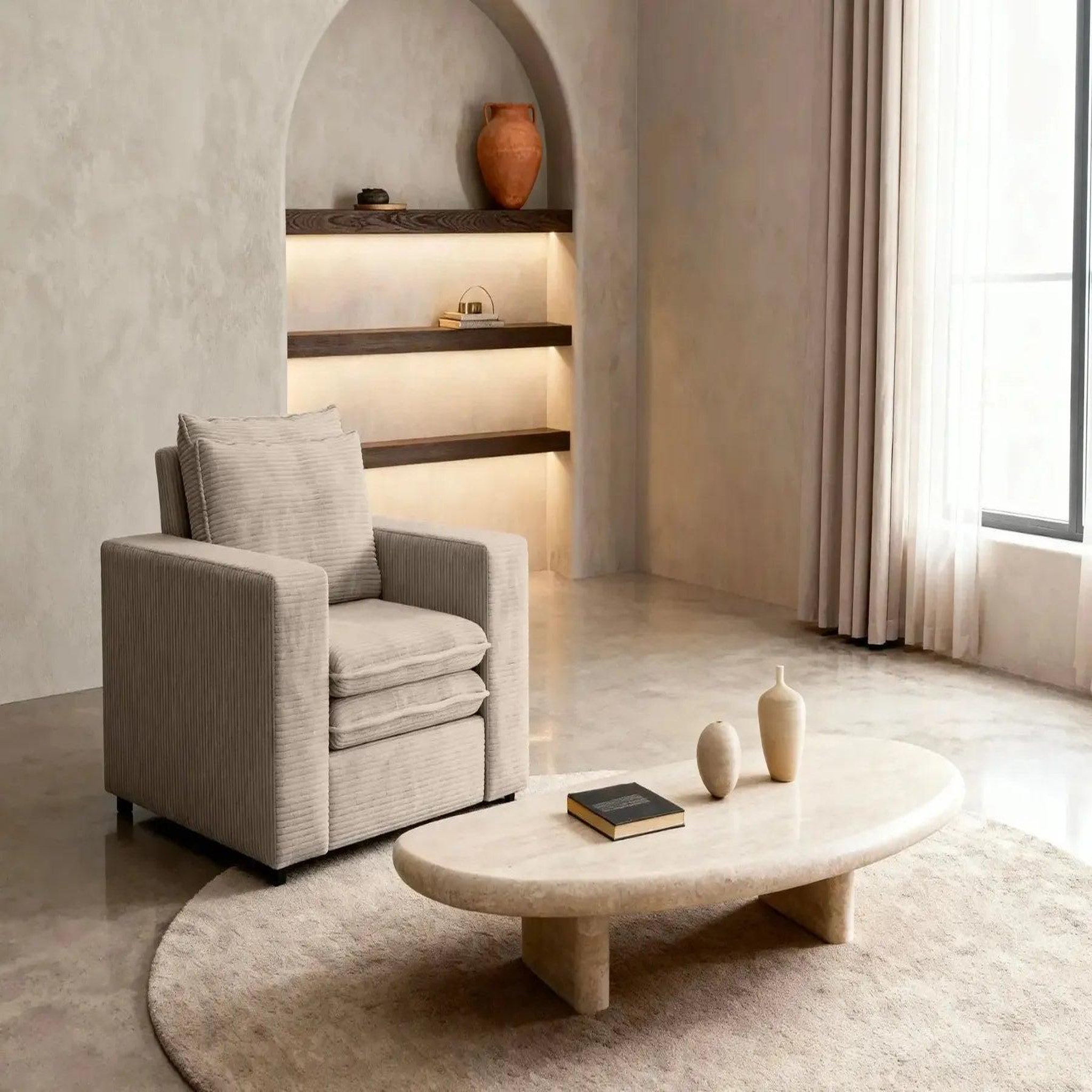 Voir la diapositive 4 : CASANOVA PARIS Oscar - fauteuil en velours côtelé
